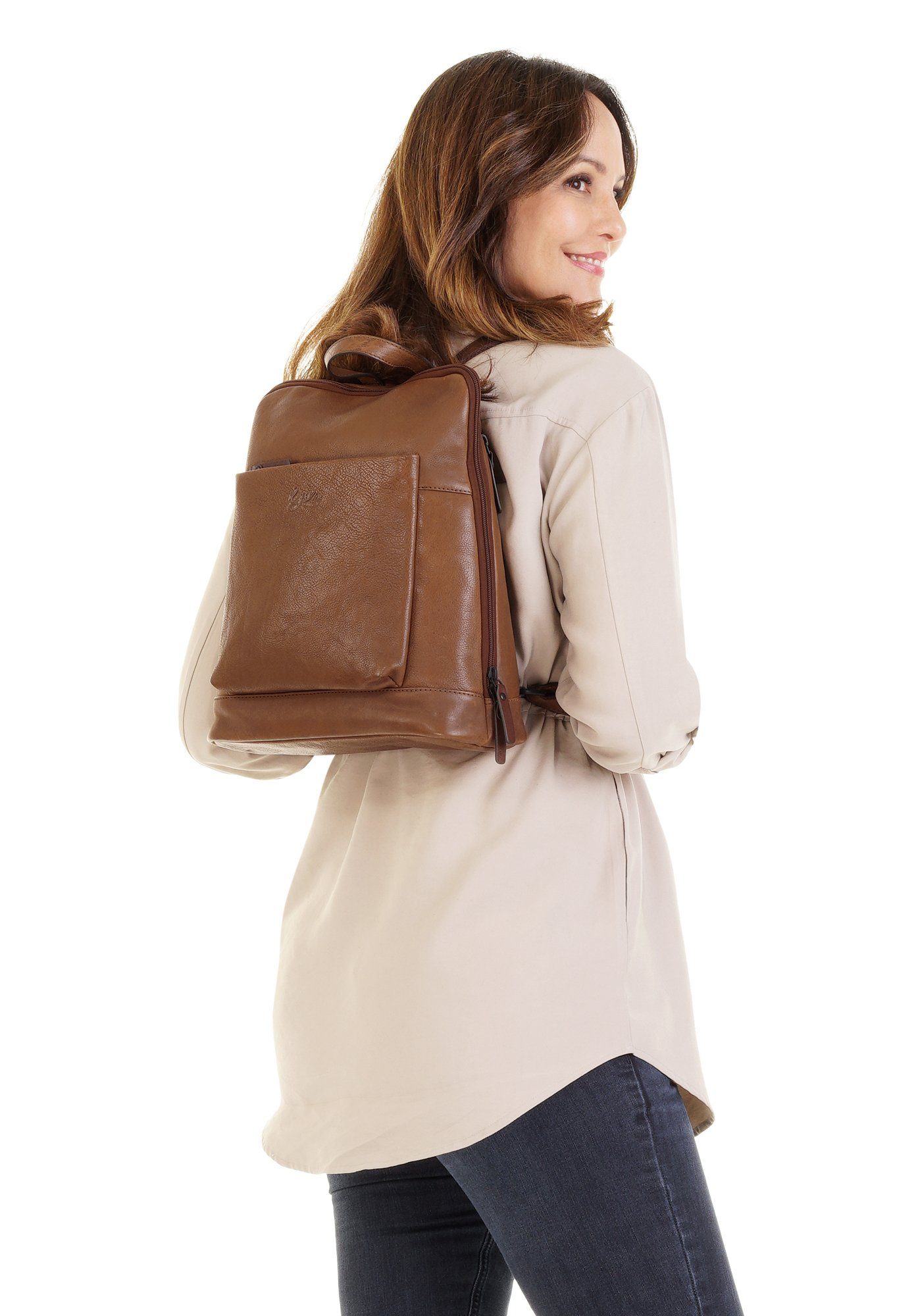 X-Zone Cityrucksack RFID, echt Leder günstig online kaufen
