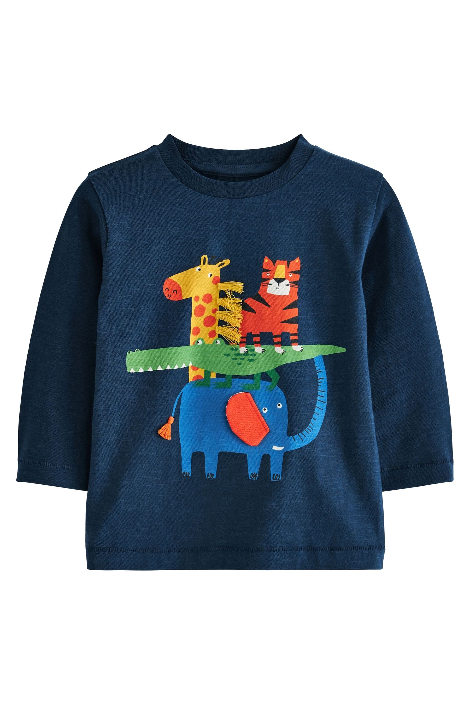 Next Langarmshirt Langärmeliges (1-tlg) Navy Animals Motiv mit T-Shirt