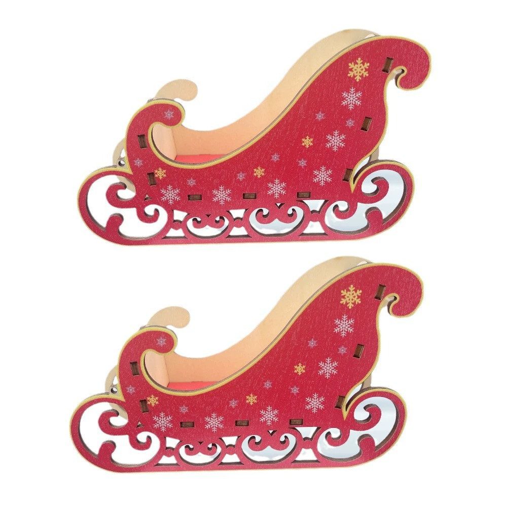 CLTYQ Dekofigur Rot Deko-Holzschlitten mit Schneeflocke,Wichtel-Zubehör, für Wichteltür, Advent, Wintermagie & Wichtel-Geschenke