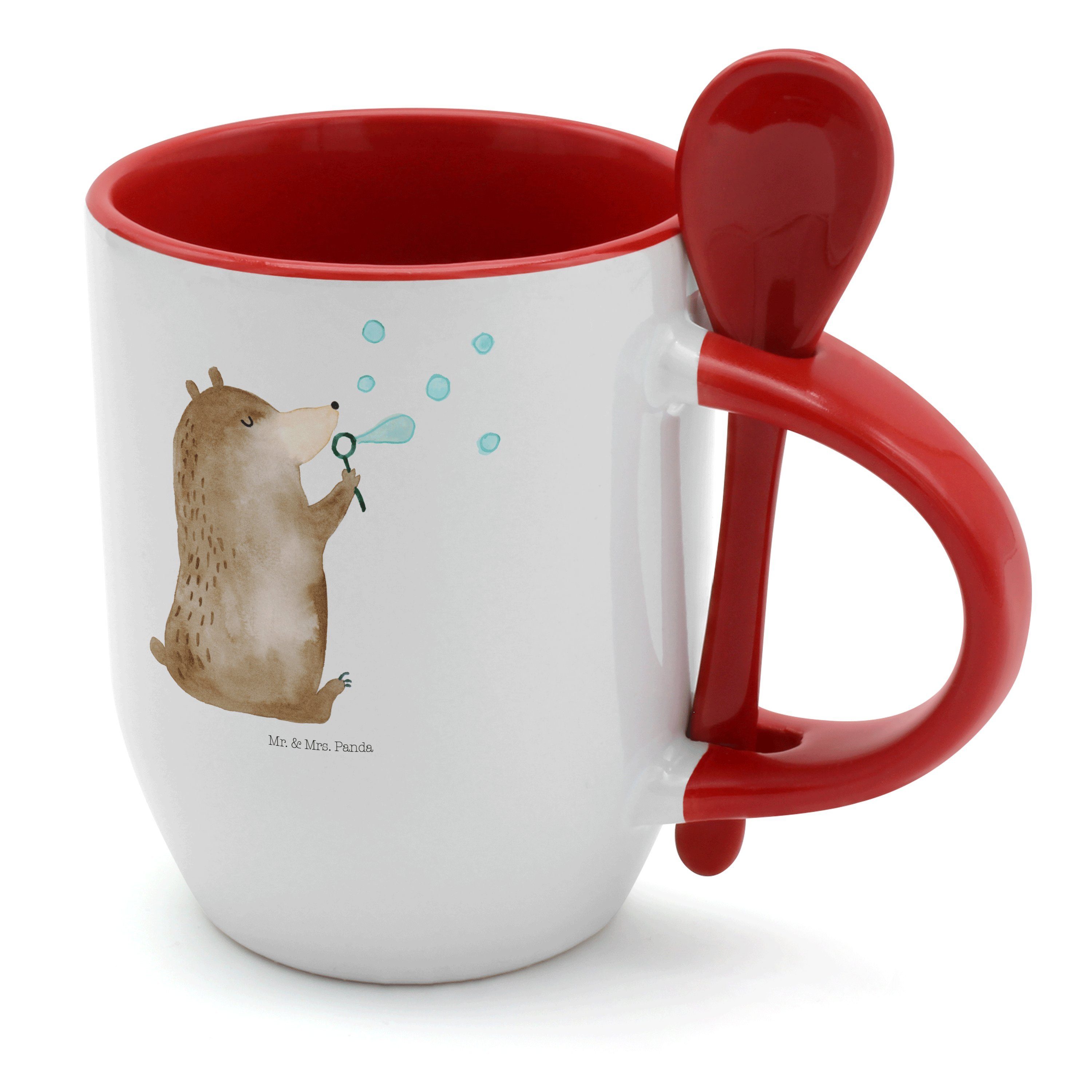 m, Mr. Geschenk, Tasse Seifenblasen Weiß Bär mit Tasse Tasse Panda Löffel, - & - Mrs. Keramik Tassen,