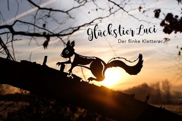 ILLUMINO Gartenfigur Baumstecker Dekostecker Eichhörnchen Stahl Rost Gartendeko