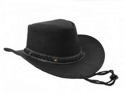 Westernlifestyle Cowboyhut Lederhut Westernhut mit Kinnband schwarz, braun oder hellbraun