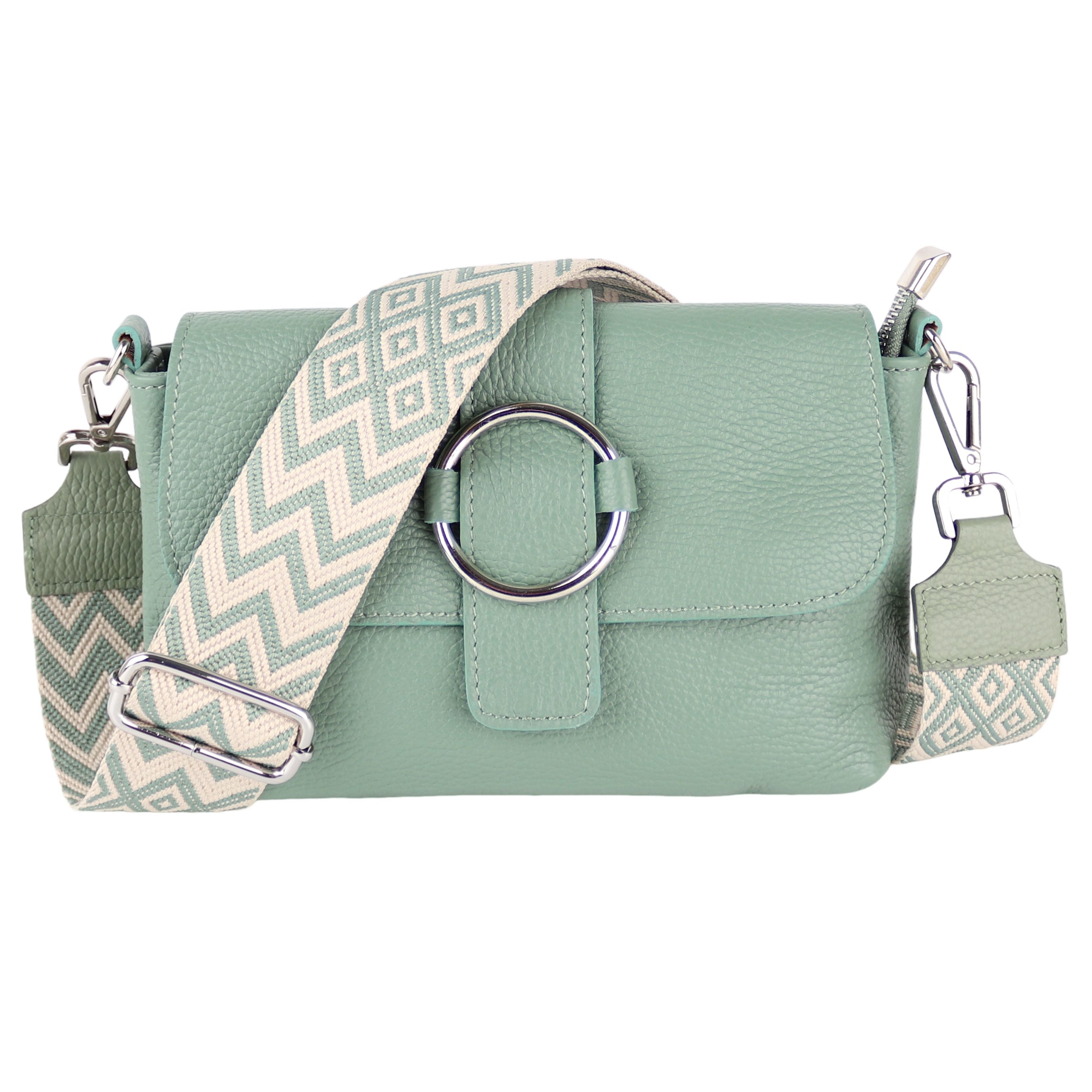 MIRROSI Umhängetasche Damen, Echtleder, Leder, Made in Italy, Umhängetasche, (Schultertasche für jeden Anlass (1 Tasche mit 1 oder 2 Gurte), 26x15x8cm), Crossbody Bag, Schwarz, gemusterten& verstellbaren Schulterriemen