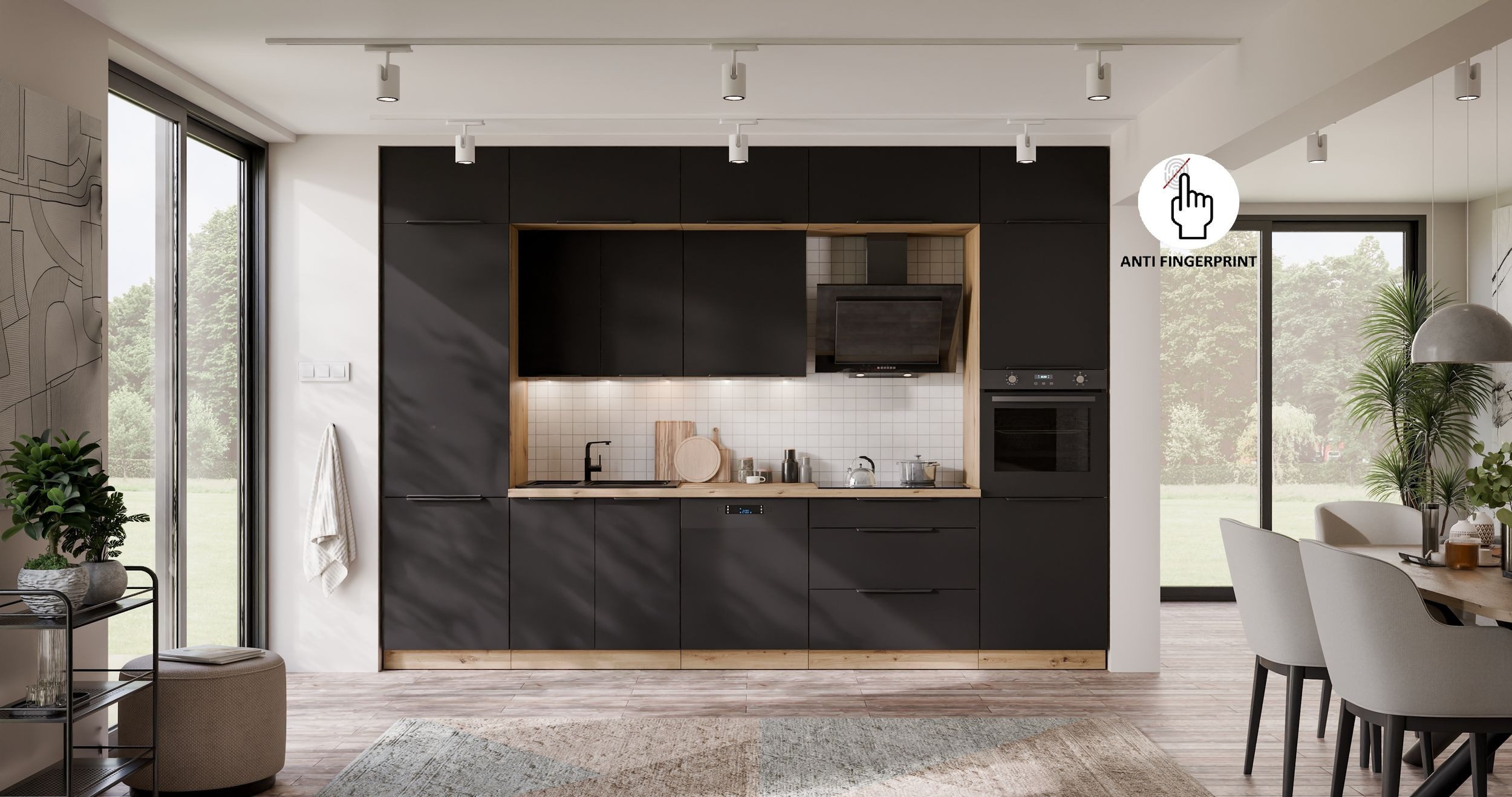 Küchen-Preisbombe Küchenzeile ARIA K-AR - NAGU 340 cm Anti Fingerprint Küchenblock Küche Einbauküche