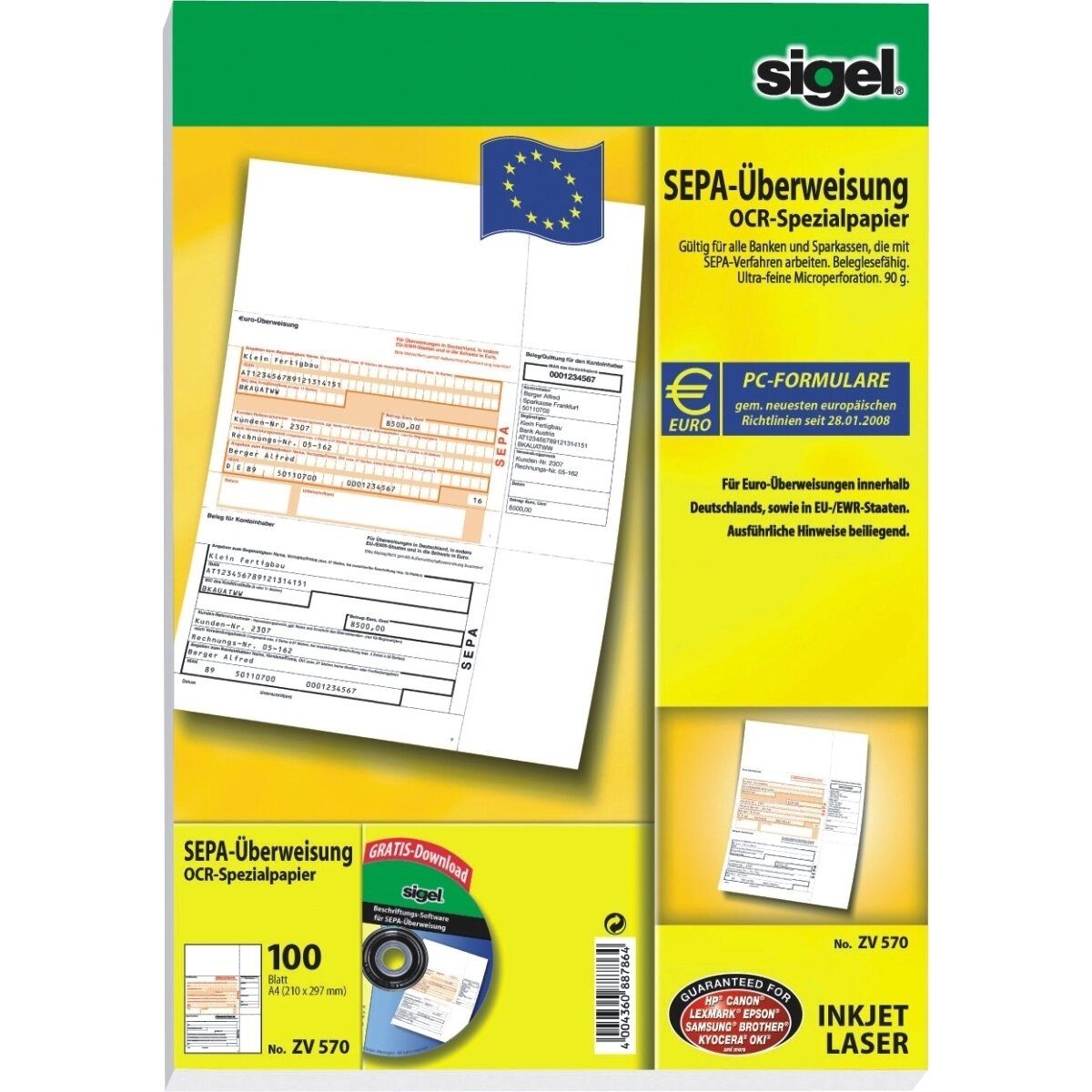 Sigel Formularblock Überweisung VE=100 Stück