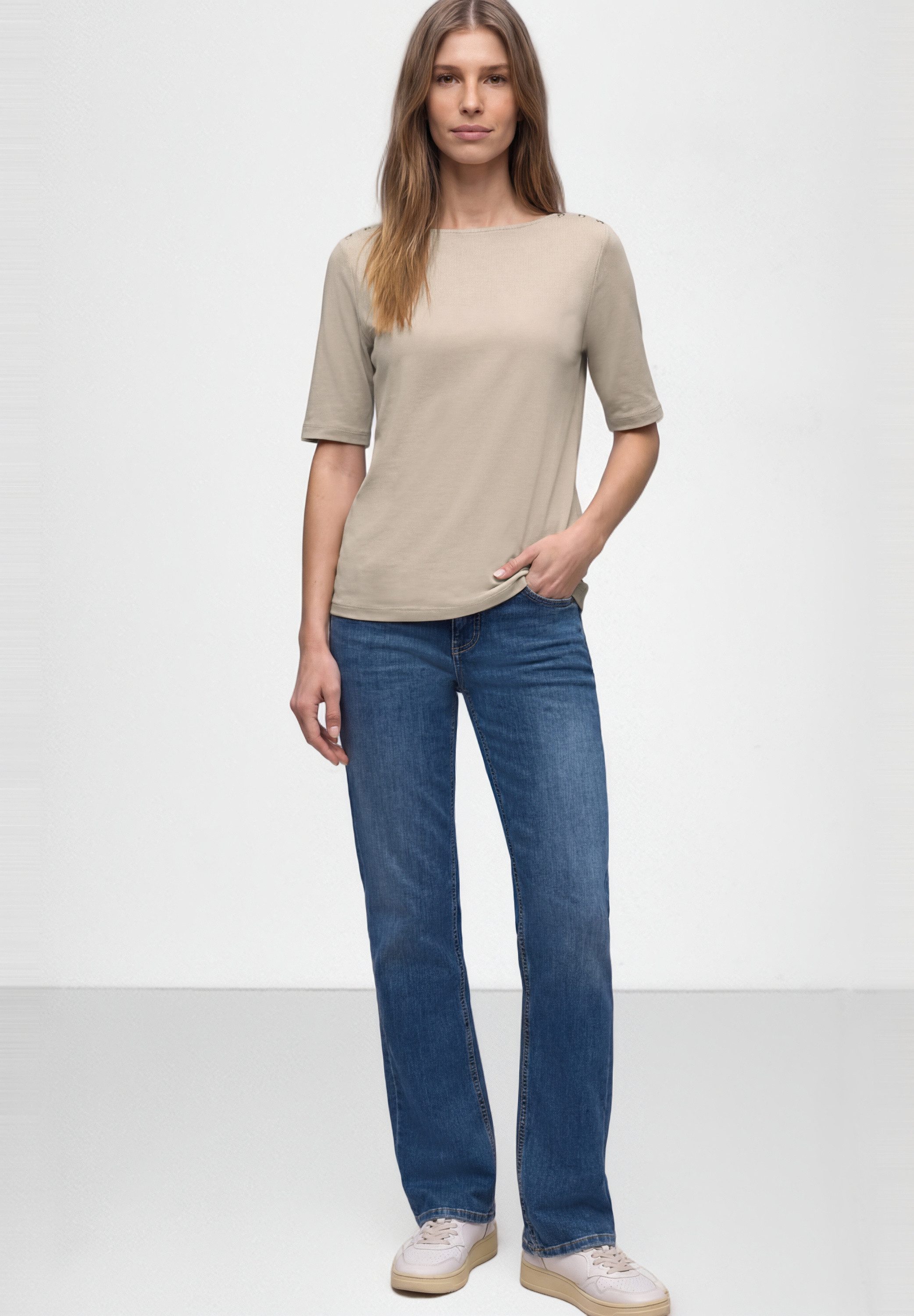 STREET ONE T-Shirt aus Jersey in Unifarbe – Bild 3 von 5