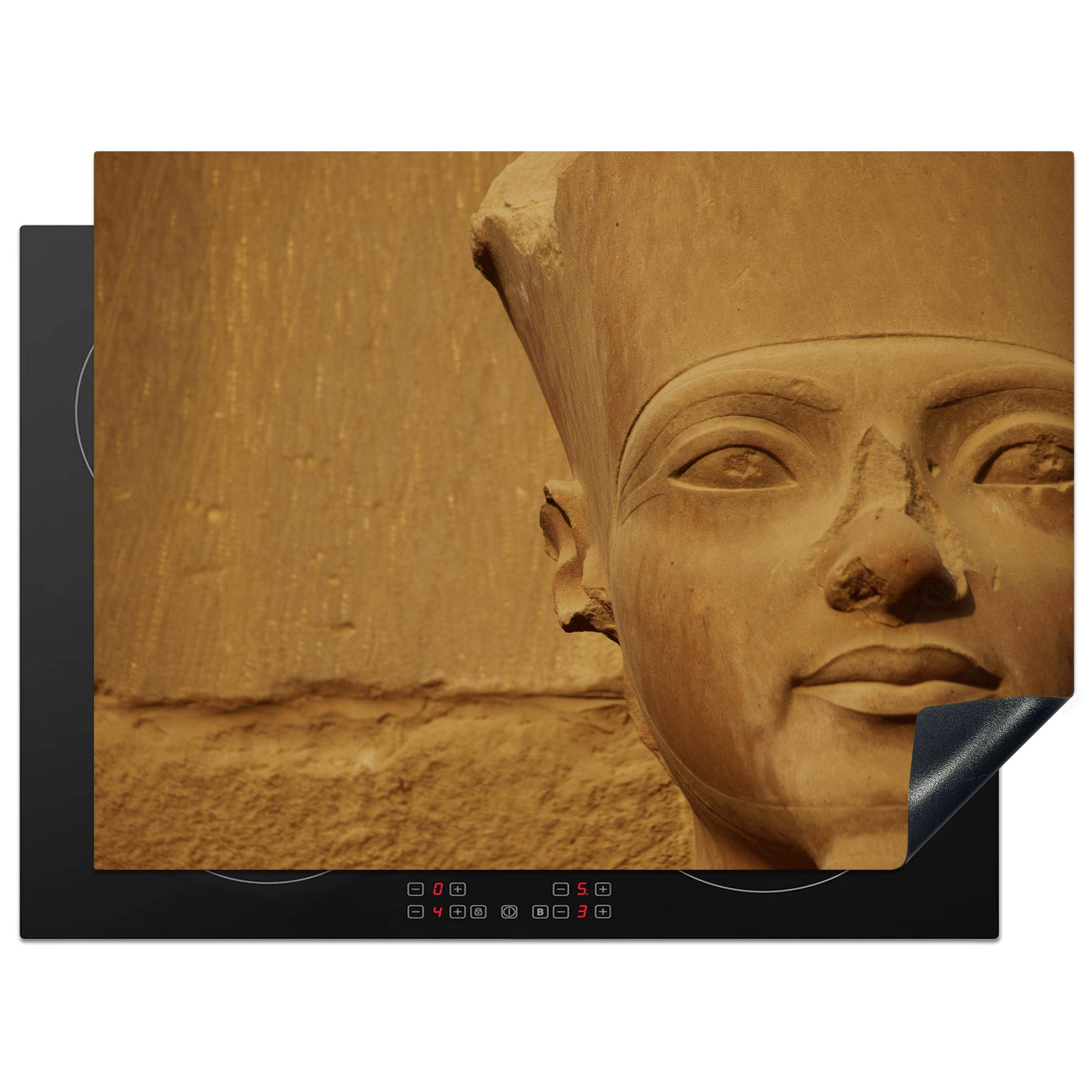 Vinyl, Arbeitsfläche Mobile Statue, cm, Herdblende-/Abdeckplatte nutzbar, Ceranfeldabdeckung 70x52 tlg), Ägyptische (1 MuchoWow