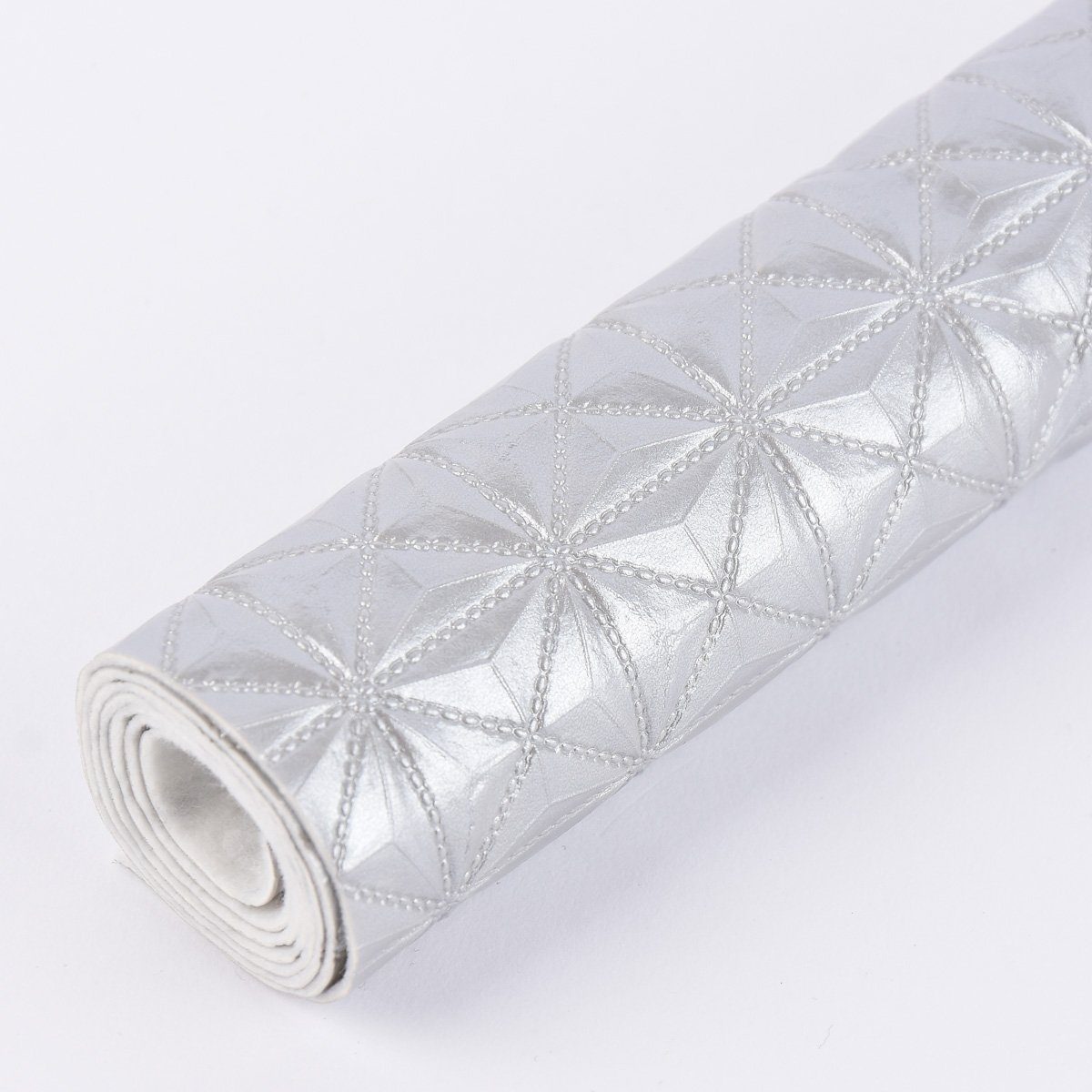 SCHÖNER LEBEN. Stoff Kunstleder Stoff Meterware Abschnitt Dreiecke silber 50x 68cm