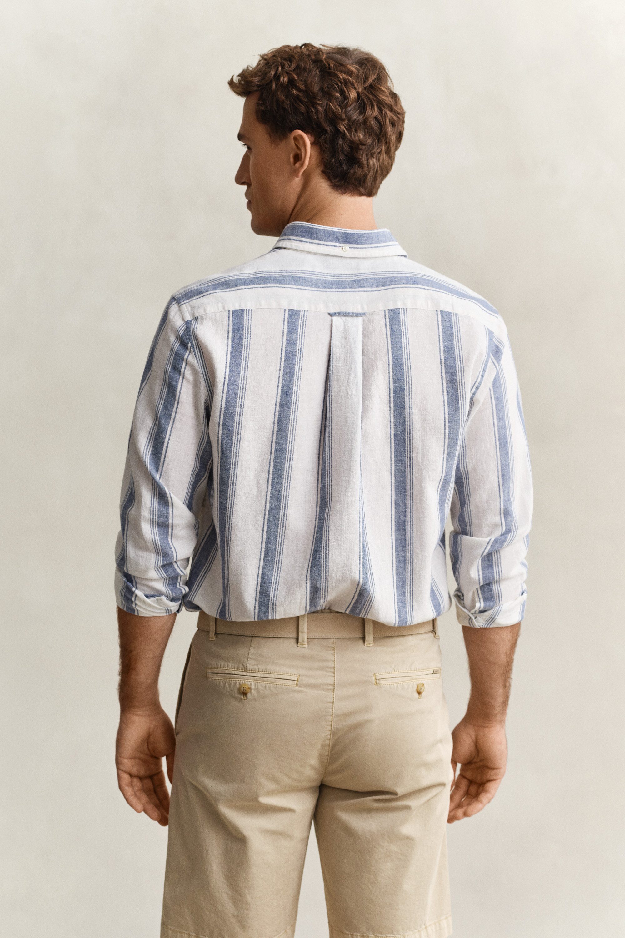 Gant Langarmhemd REGULAR COTTON LINEN STRIPE Regular fit mit Button-Down-Kragen
