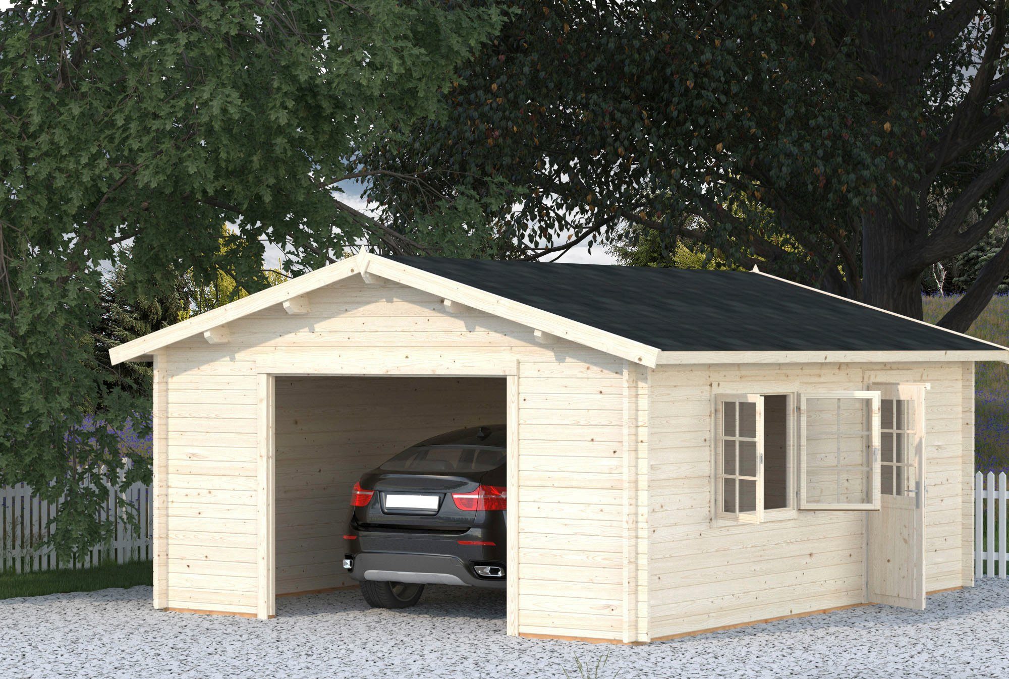 Palmako Garage Irene/Roger, BxTxH: 514x598x287 cm, ohne Tor, naturbelassen