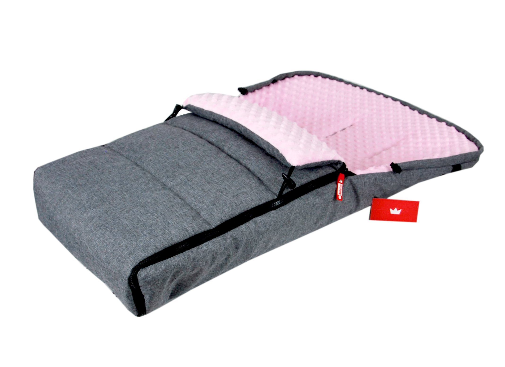 BabyLux Fußsack BABYLUX Fußsack MINKY Kinderwagen Buggy Fleece Babyschale Thermo / Muff Handmuff, Grau + Rosa