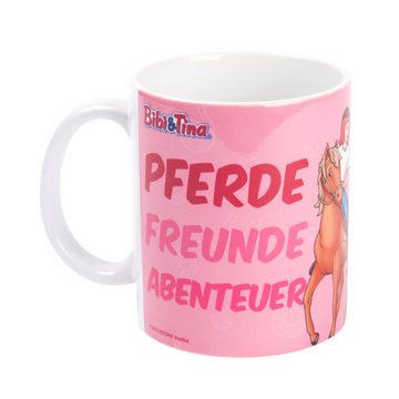 United Labels® Tasse Bibi & Tina Tasse - Pferde, Freunde, Abenteuer Rosa aus Keramik 320 ml, Keramik