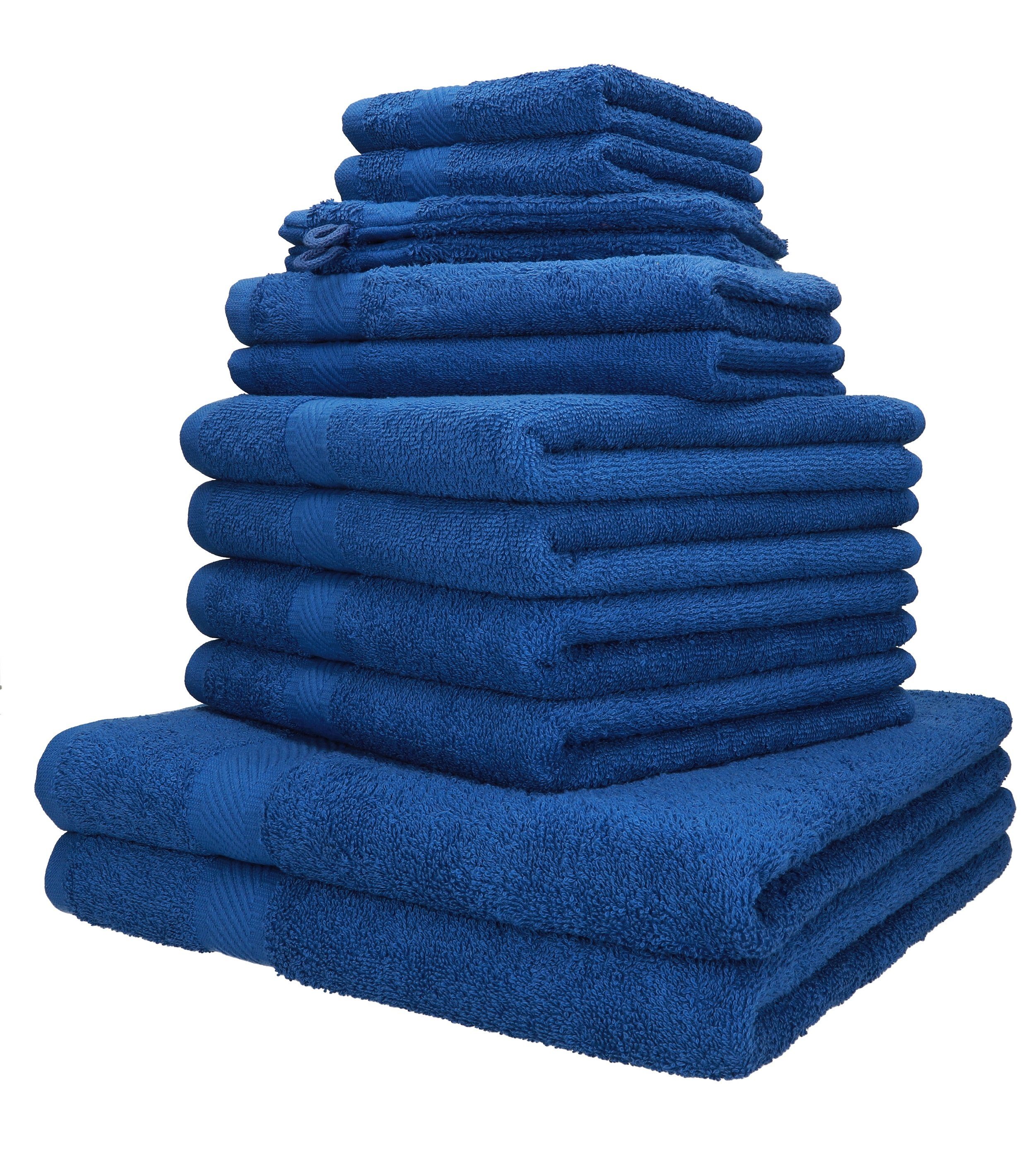 2 2 Handtuch-Set Handtücher Palermo 4 Baumwolle, 2 100% Set (12-tlg) Betz 100% Baumwolle Waschhandschuhe, Liegetücher blau 2 Handtuch Gästetücher Seiftücher 12-TLG.
