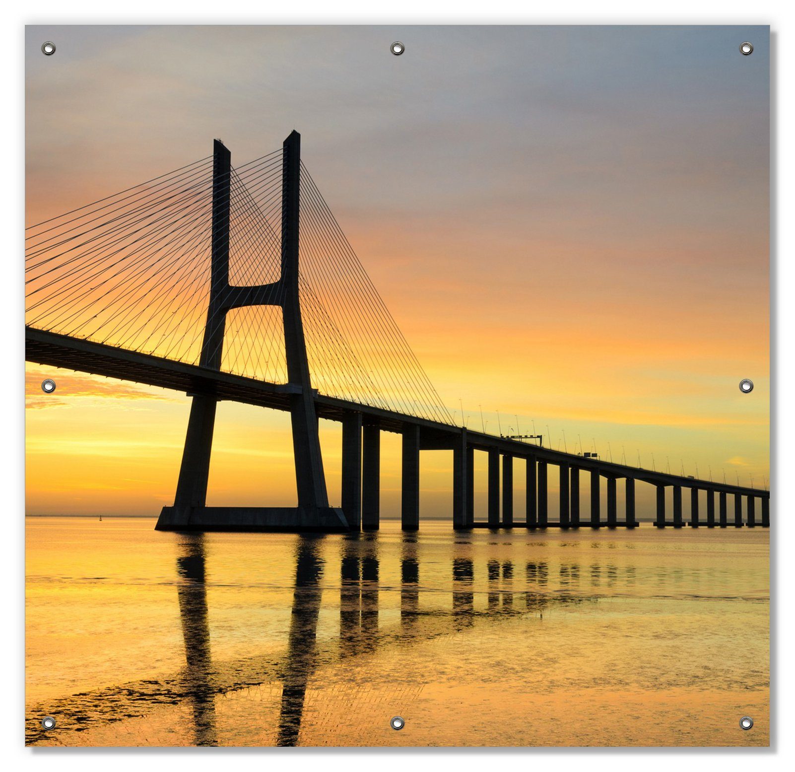 Sonnenschutz Vasco da Gama Brücke, Wallario, blickdicht, mit Saugnäpfen, wiederablösbar und wiederverwendbar