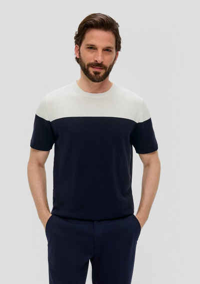 s.Oliver BLACK LABEL Strickpullover Strickshirt mit Colour-Blocking Rippblende