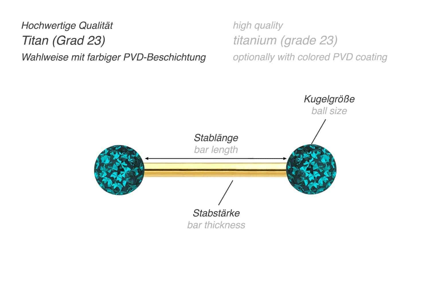 PIERCINGLINE Brustwarzenpiercing Titan Barbell EPOXY-KUGELN (Barbells günstig online kaufen