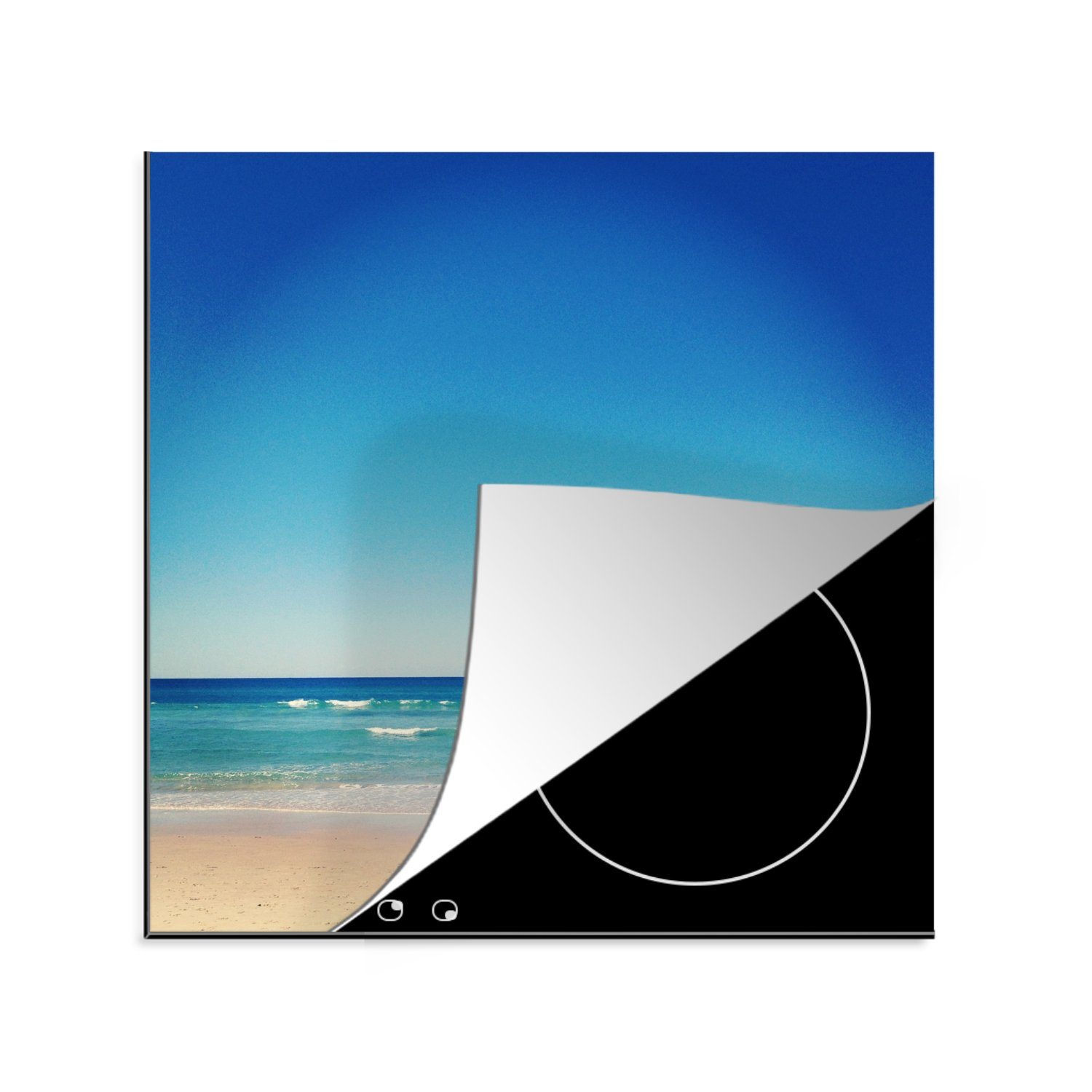 MuchoWow Herdblende-/Abdeckplatte Strand - Meer - Blau, Vinyl, (1 tlg), 78x78 cm, Ceranfeldabdeckung, Arbeitsplatte für küche