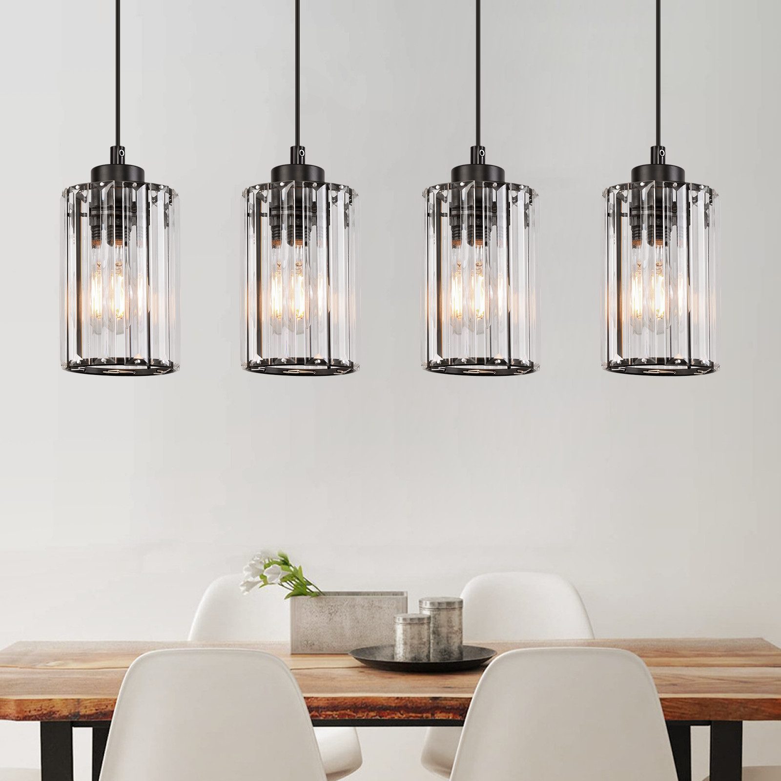 Nettlife Pendelleuchte Kristall Esstisch Schwarz Modern 1/3/4 Flammig E27 H günstig online kaufen