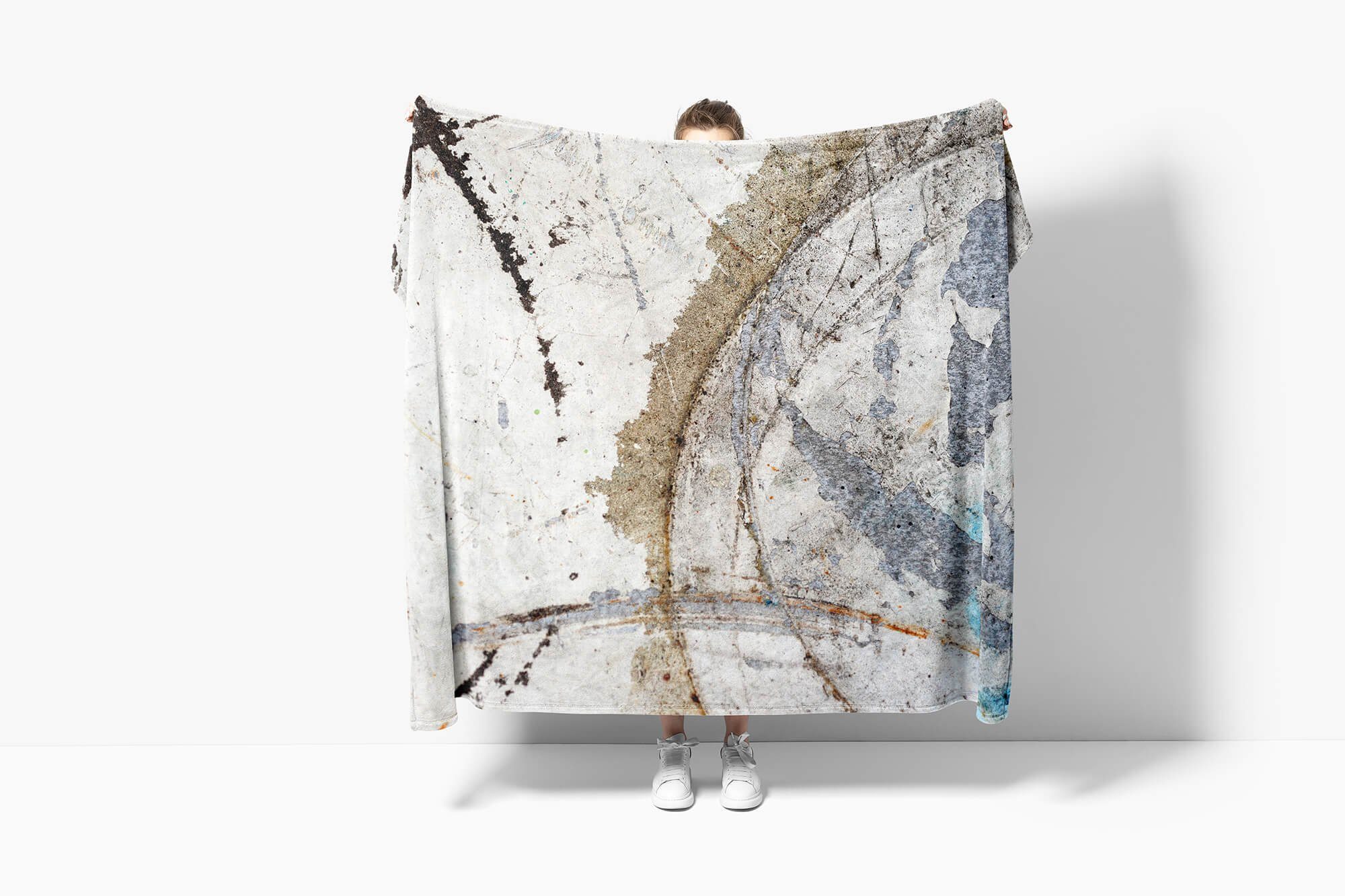 Handtuch Strandhandtuch Fotomotiv Abstrakt mit alte Baumwolle-Polyester-Mix Handtuch Sinus Handtücher Art Wandstruktur (1-St), A, Kuscheldecke Saunatuch