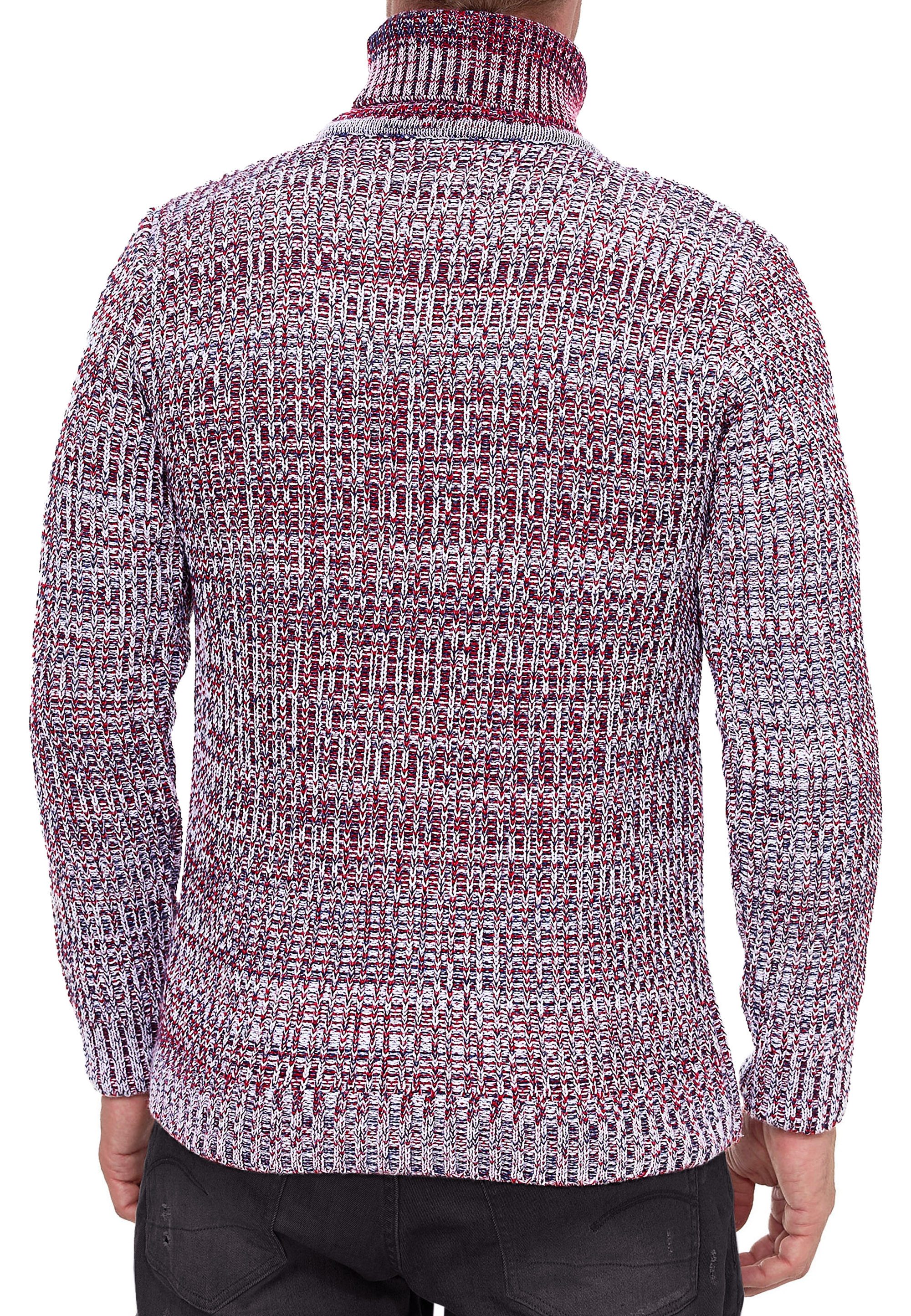 R-NEAL Rollkragenpullover Melierter Grobstrick Rollkragen Pullover Streetwe günstig online kaufen