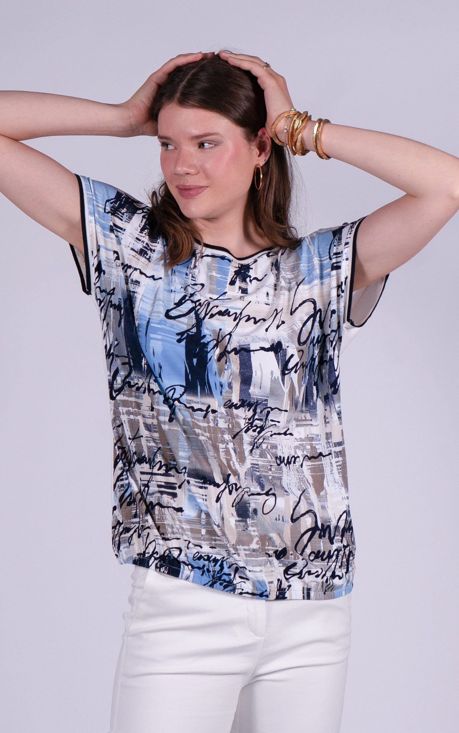 Passioni Print-Shirt Modernes T-Shirt in Blau günstig online kaufen