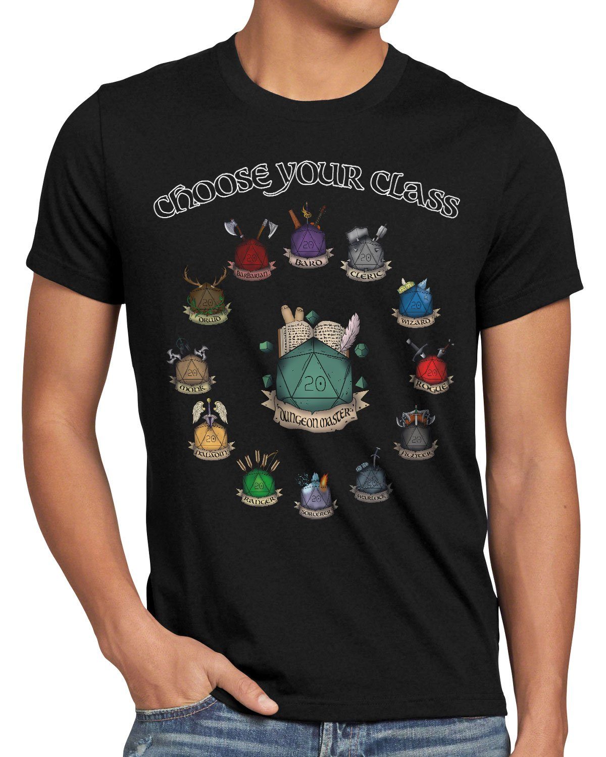 style3 T-Shirt Würfelauswahl dungeon and tabletop dragons d20 pen paper rollenspiel