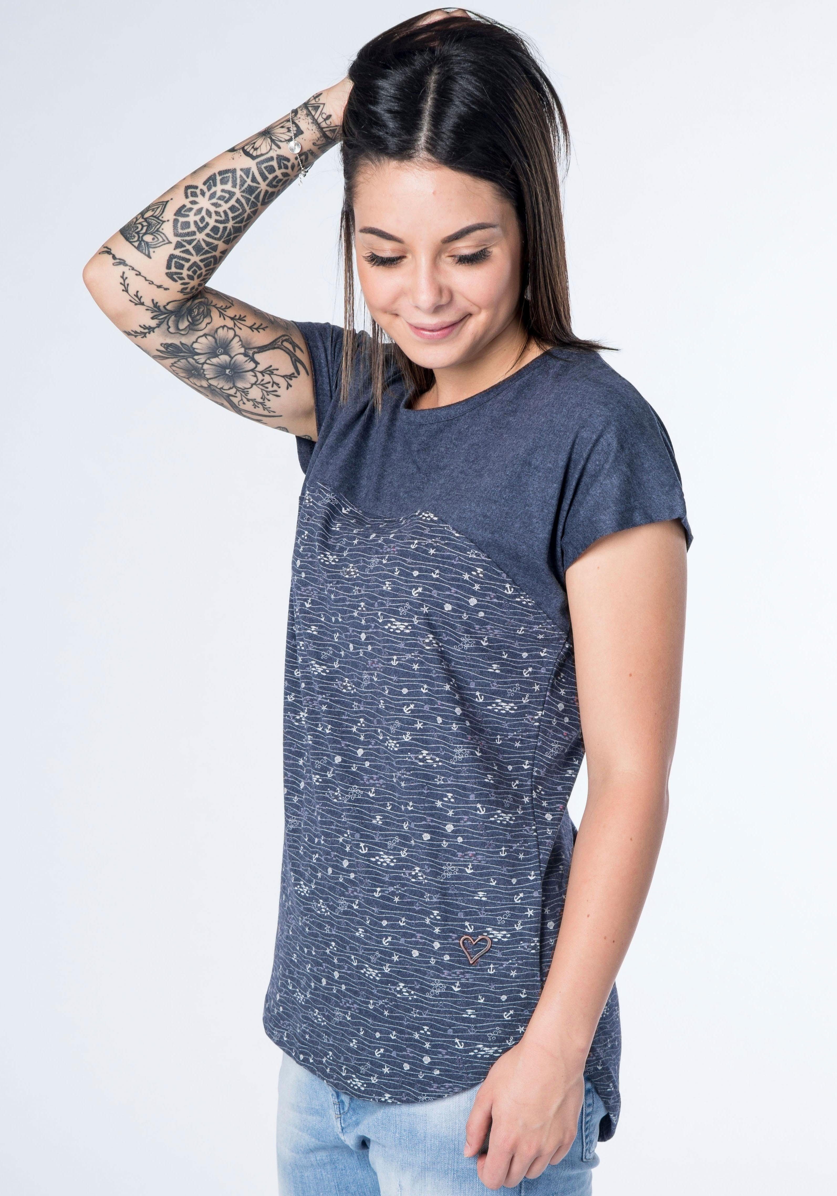 Longshirt Kickin trendy T-Shirt Musterprints & print Alife Streifen-oder mit marine