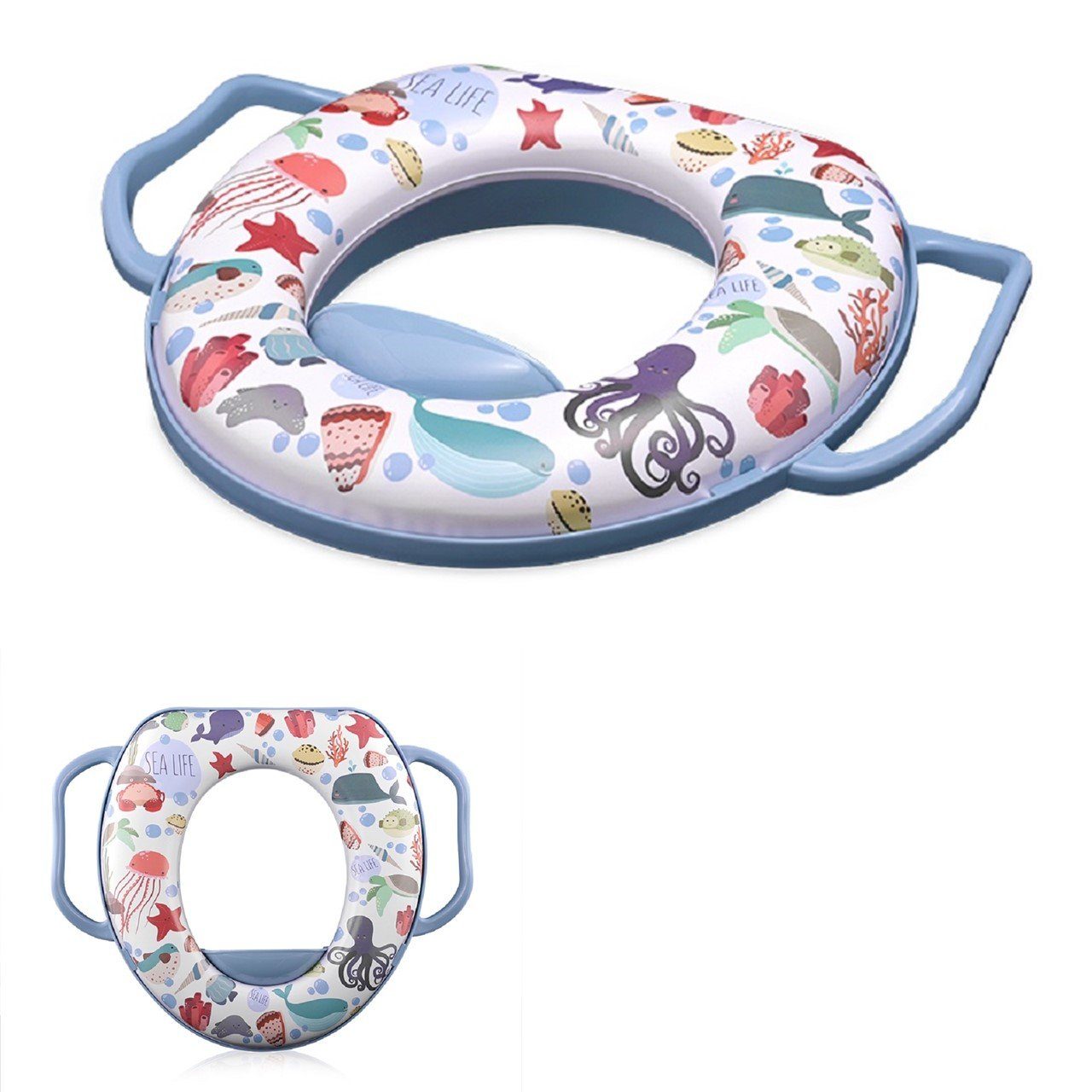 Lorelli Baby-Toilettensitz Toilettensitz mit Handgriff, 6 cm, weich gepolstert Spritzschutz aus Kunststoff