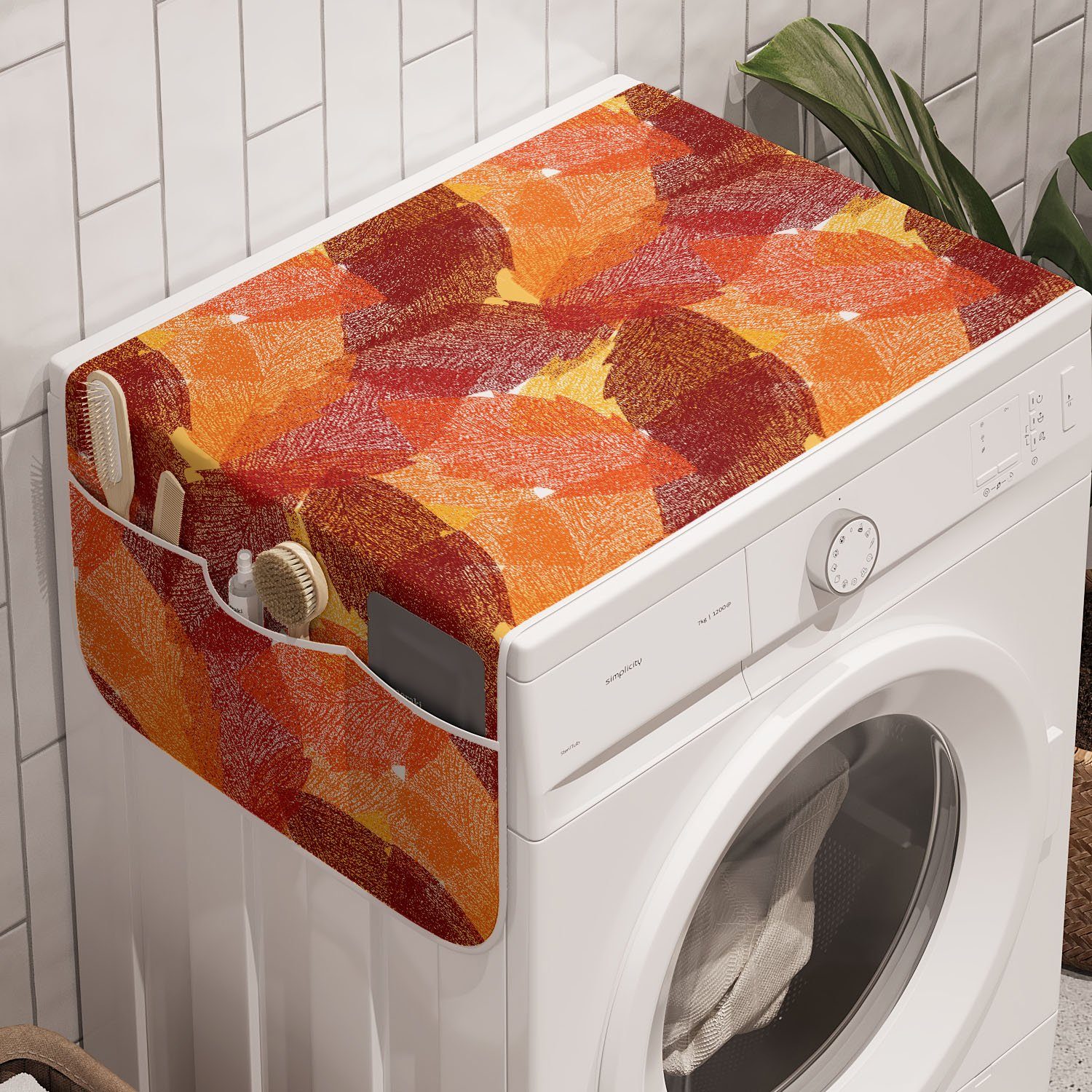 Blatt-Motiv- und Waschmaschine Anti-Rutsch-Stoffabdeckung Warm Trockner, für Blätter Detaillierte Abakuhaus Badorganizer