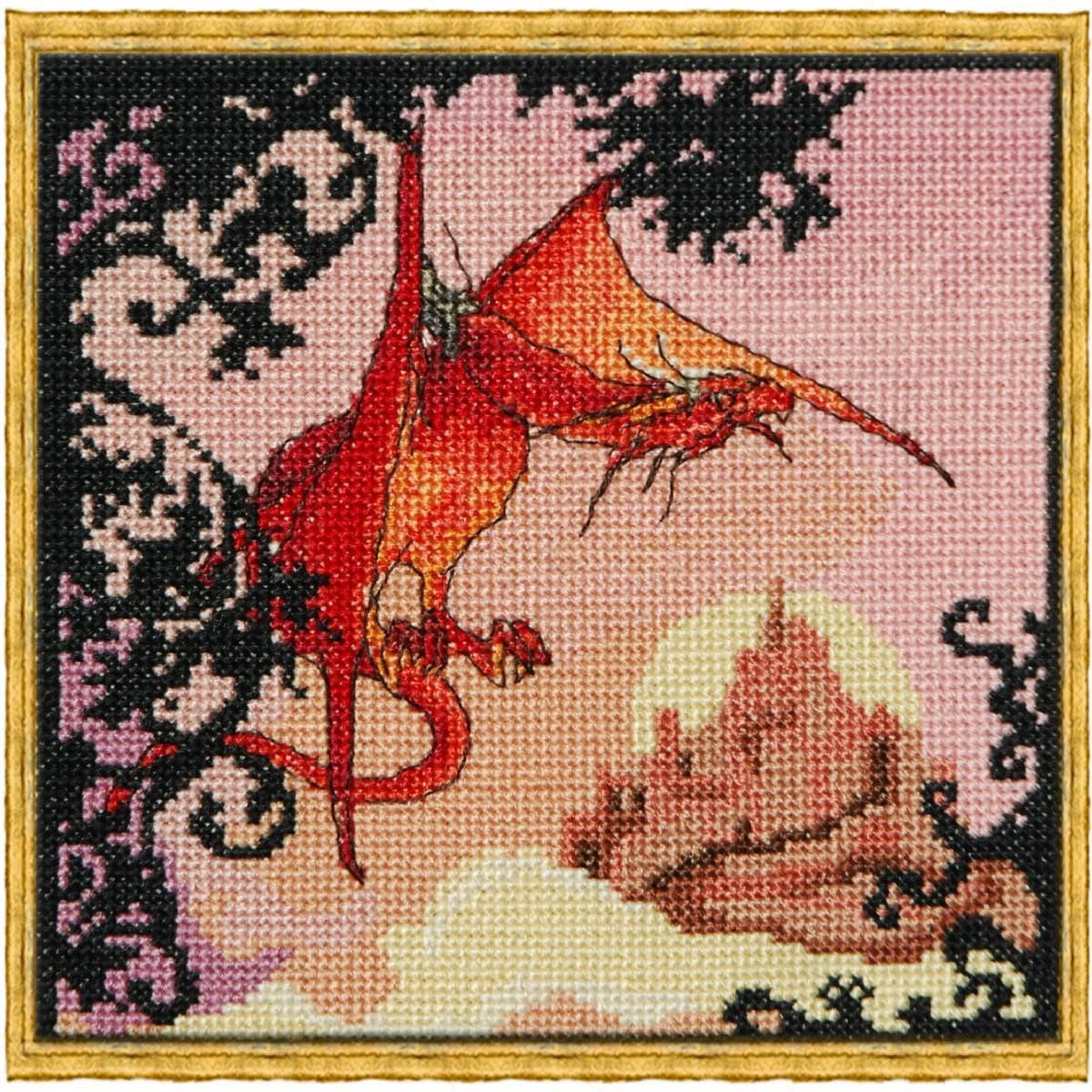 Kreativset Nimue Kreuzstich Papier-Zählvorlage "Roter Drache", 121G
