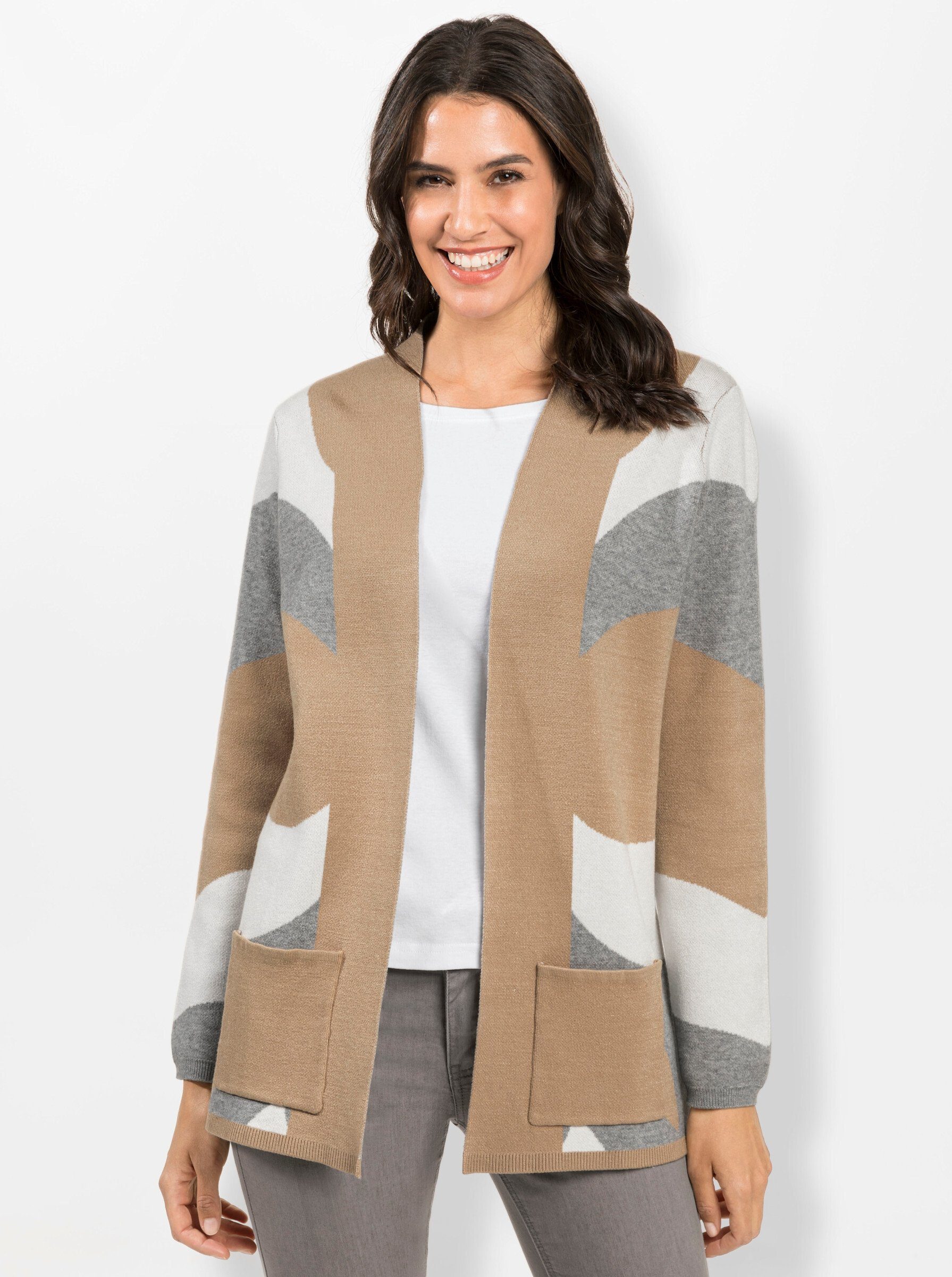 WITT WEIDEN Strickjacke camel-steingrau-gemustert | Cardigans