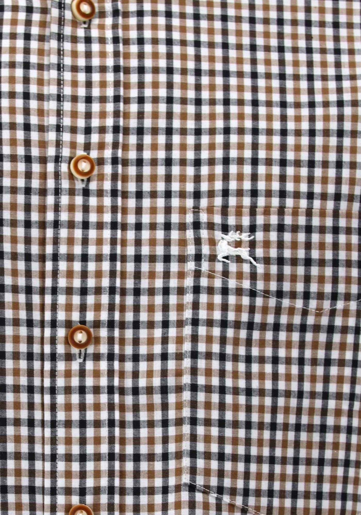 Outdoorhemd Jagdhemd Langarm OS-Trachten Tupopa auf Hirsch-Stickerei mittelbraun mit der Brusttasche