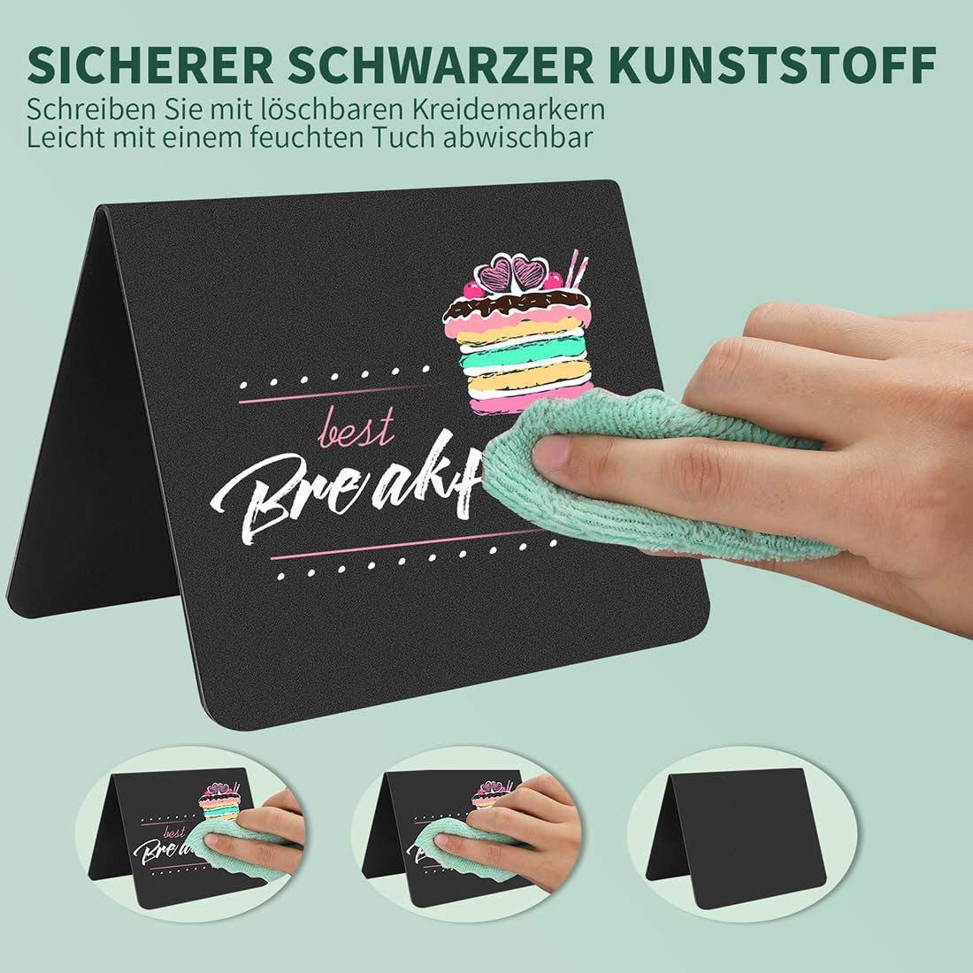 FOUORTUNATE-BEE Standtafel 20 Stück Mini Kreidetafel Klein Kleine Tafeln Zum Beschriften, (Küchennotizen, Tischkarten für Nachrichtenschilder, Preisschilder Tischkarten, Für Buffet, Hochzeit, Party, Bäckerei, Caf)