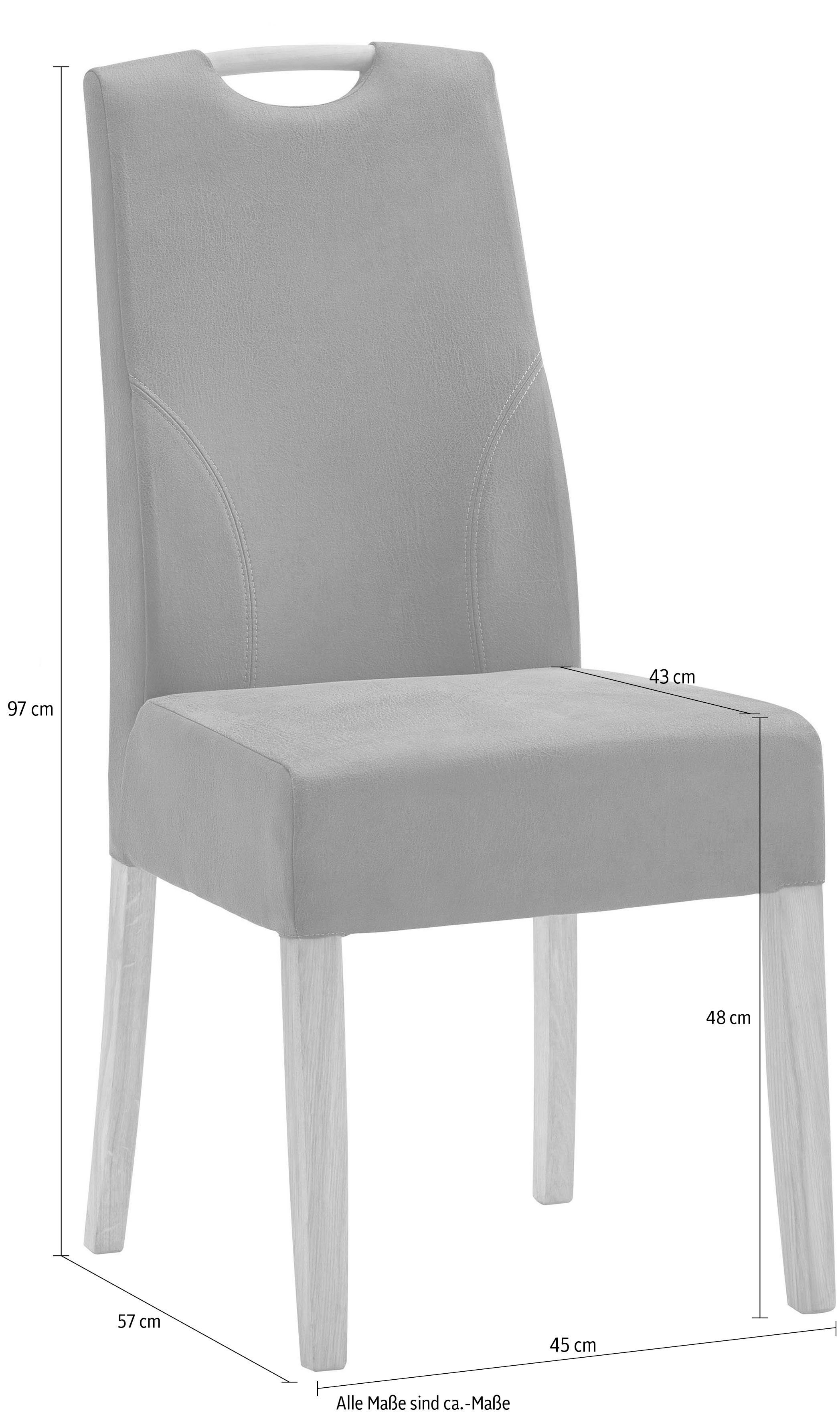 NIEHOFF SITZMÖBEL Esszimmerstuhl Top Chairs, Griff im Rücken, 2er-Set, Füße und Griff massive Eiche