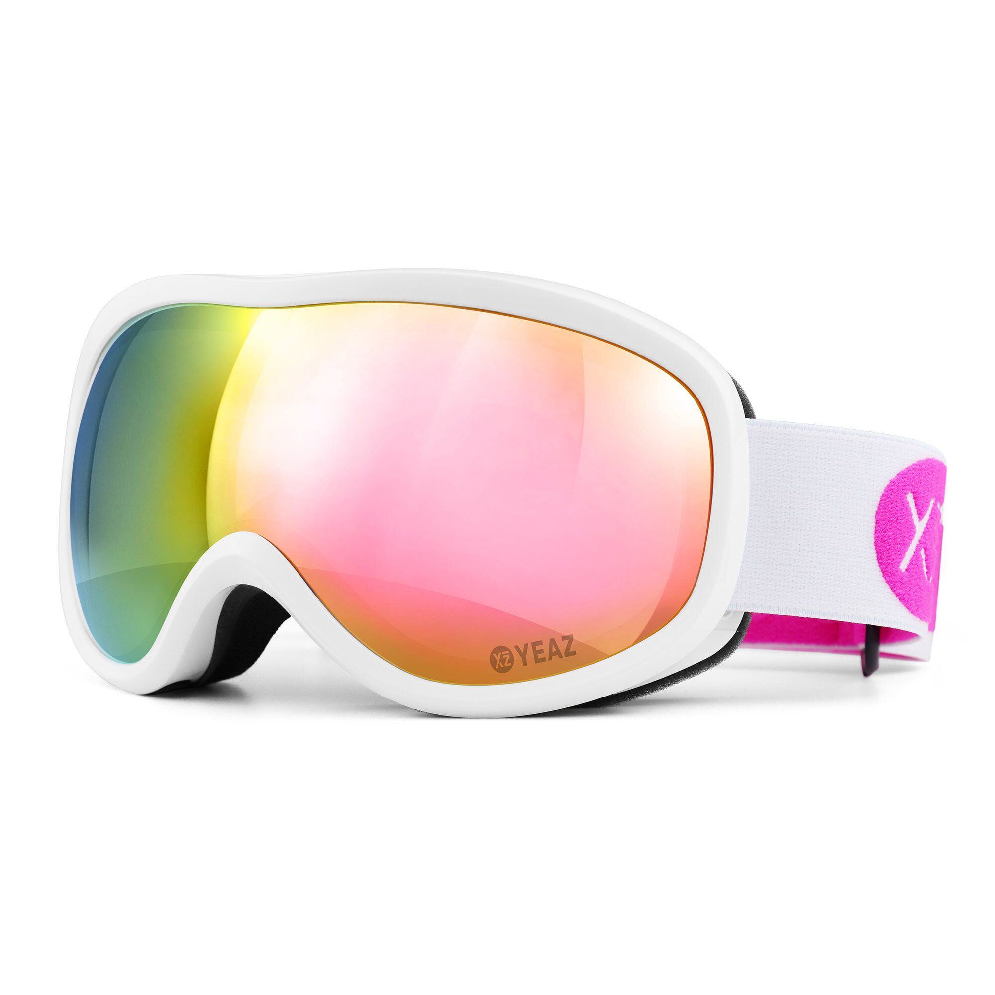 YEAZ Skibrille STEEZE ski- und snowboard-brille pink/weiss, Premium-Ski- und Snowboardbrille für Erwachsene und Jugendliche