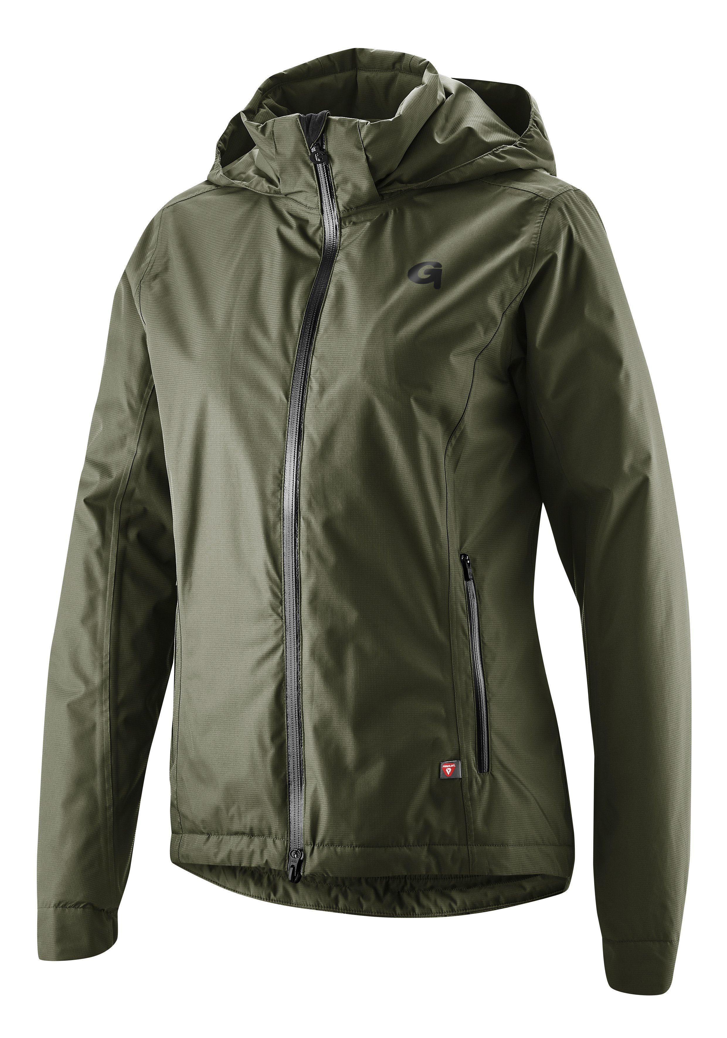 Gonso Fahrradjacke Sura Therm Damen wind- wasserdicht, Radjacke und mit Regenjacke olivgrün Kapuze