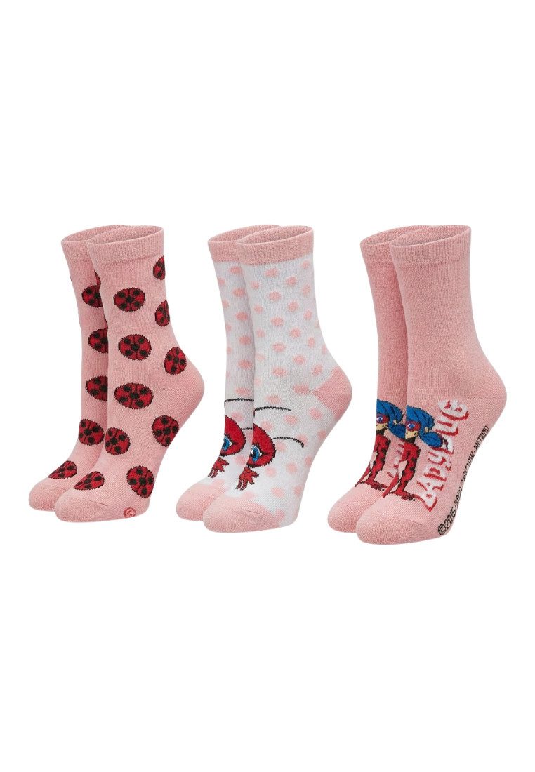 ONOMATO! Socken Miraculous Ladybug Mädchen Socken 3er Pack (3-Paar)