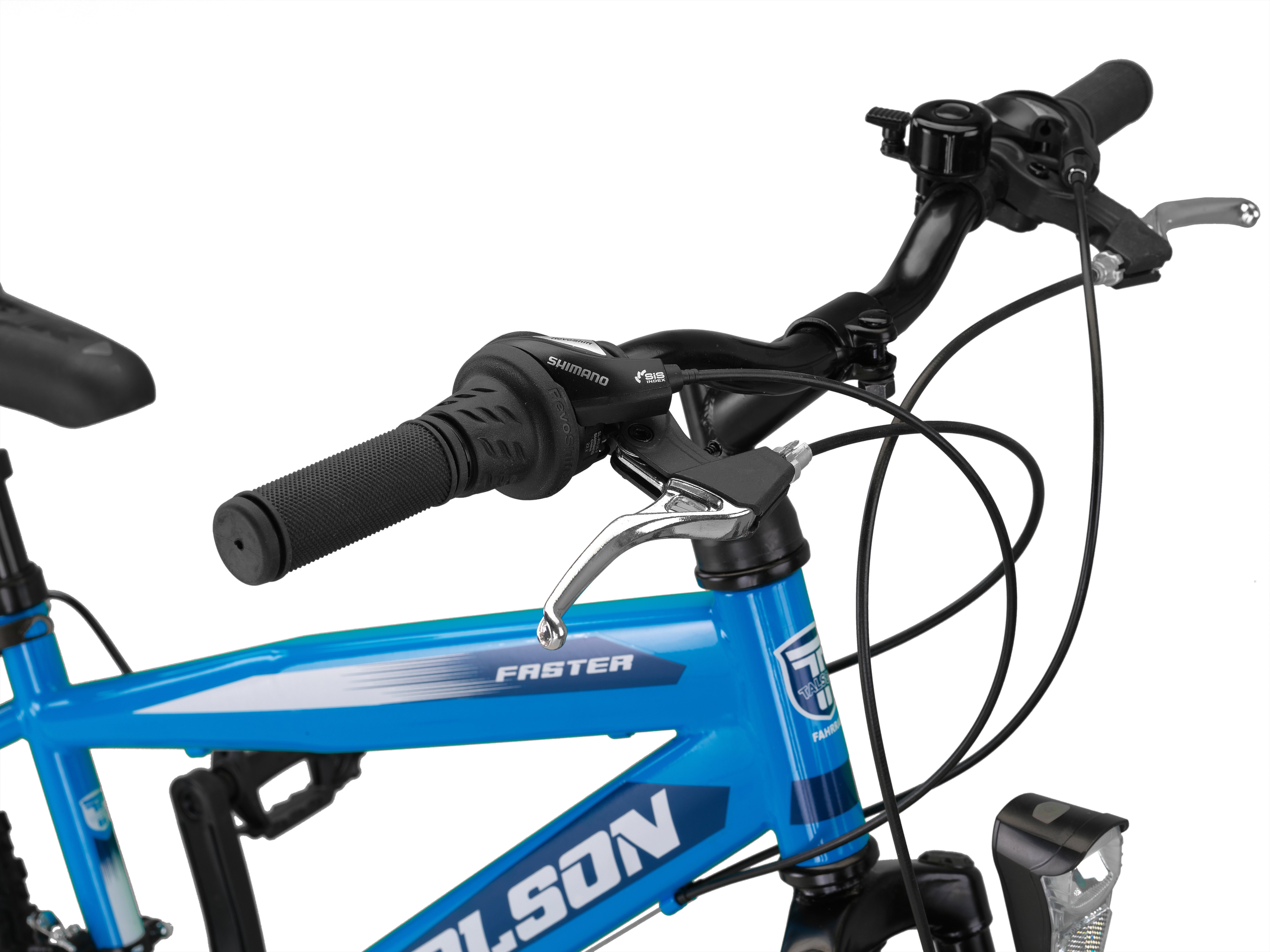 Talson Mountainbike 24 Zoll Fahrrad mit, 21 Gang Shimano, Kettenschaltung, mit Beleuchtung nach StVZO und Gabelfederung Blau