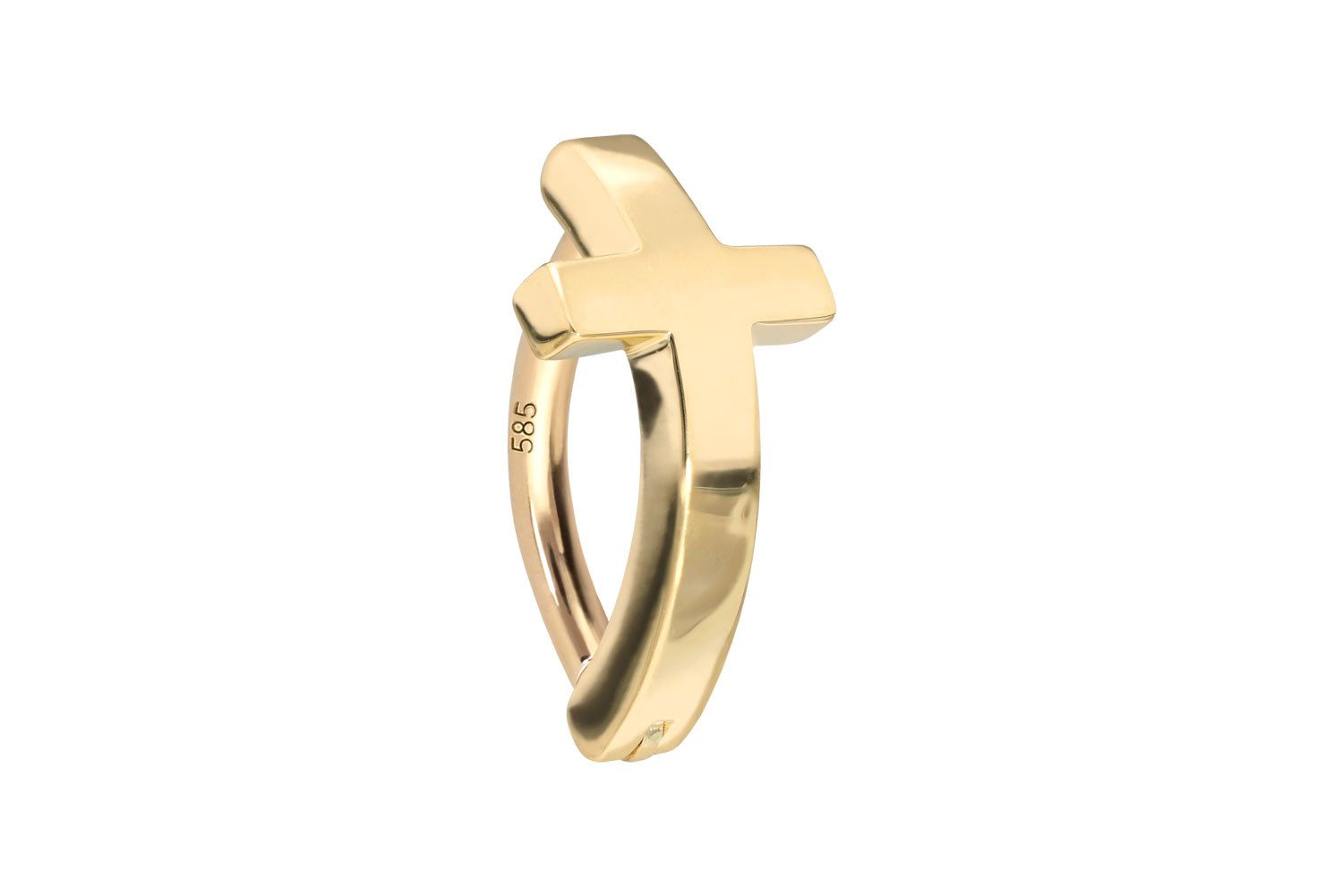 PIERCINGLINE Bauchnabelpiercing 14/18 Karat Gold Bauchnabelclicker BOGEN + KREUZ (Clicker, 1-tlg)