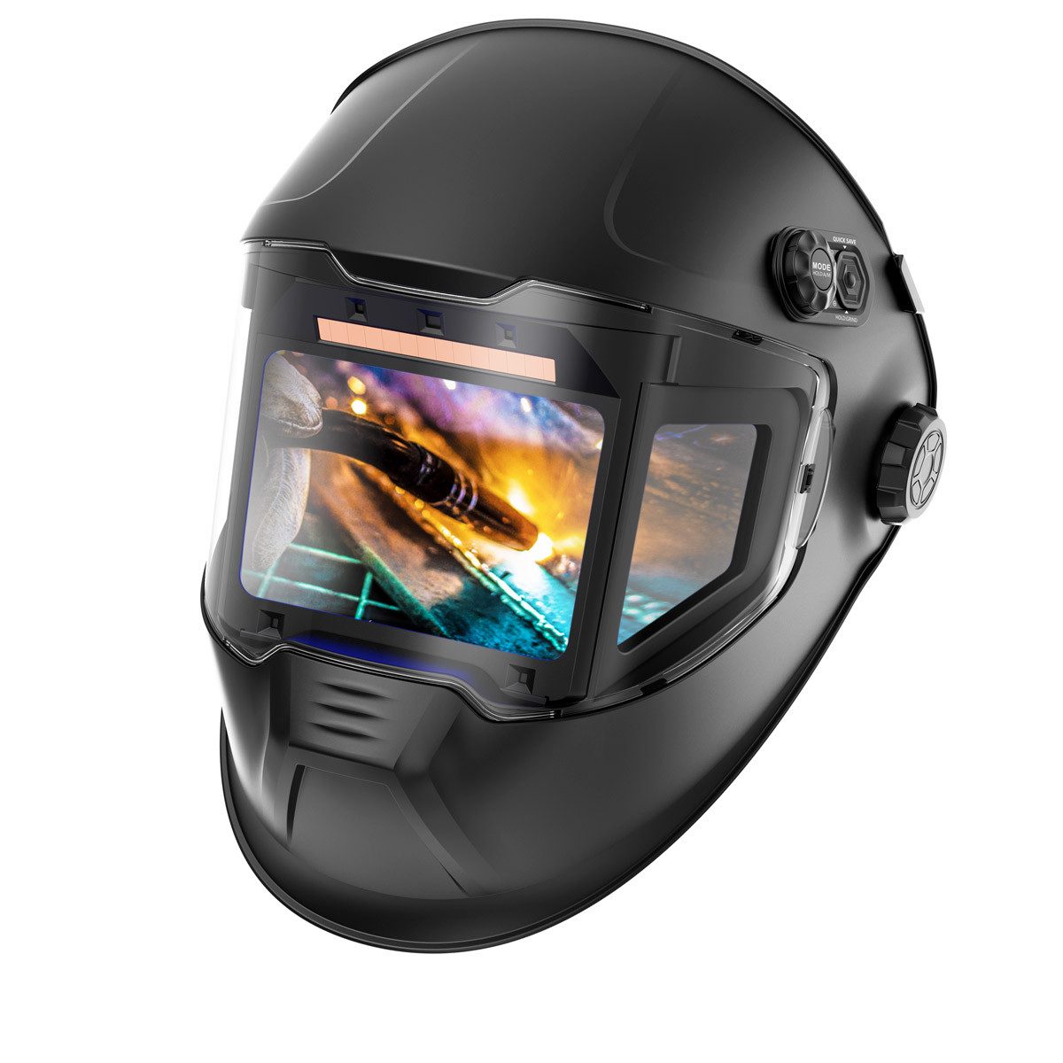 STAHLWERK Schweißhelm Automatik-Schweißhelm SPLIT 3-in-1 mit 180° (Set, 1-tlg., Set), True-Colour-Echtfarbwiedergabe