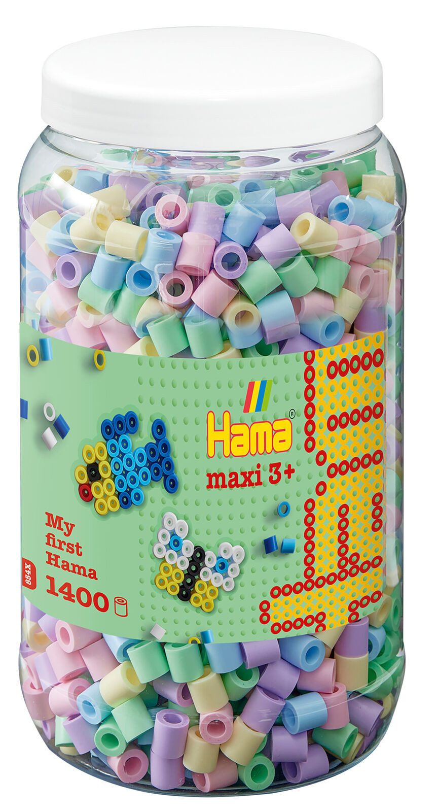 Hama Perlen Bügelperlen Hama Dose mit 1400 Maxi-Bügelperlen pastellmix 2 (5 Farben)