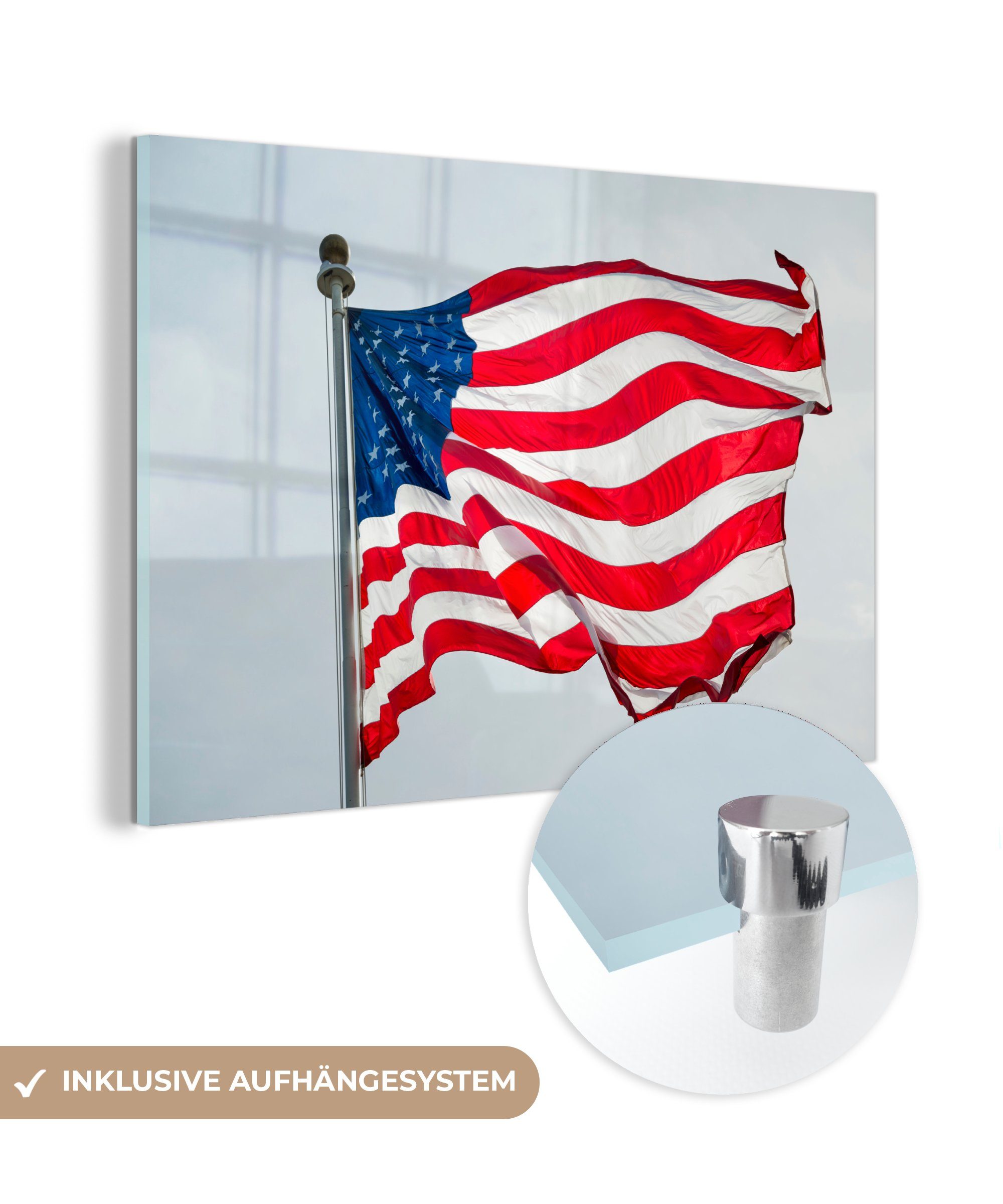 MuchoWow Acrylglasbild Amerika - Flagge - Luft, (1 St), Acrylglasbilder Wohnzimmer & Schlafzimmer