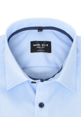 MARVELIS Businesshemd Businesshemd - Body Fit - Langarm - Einfarbig - Hellblau