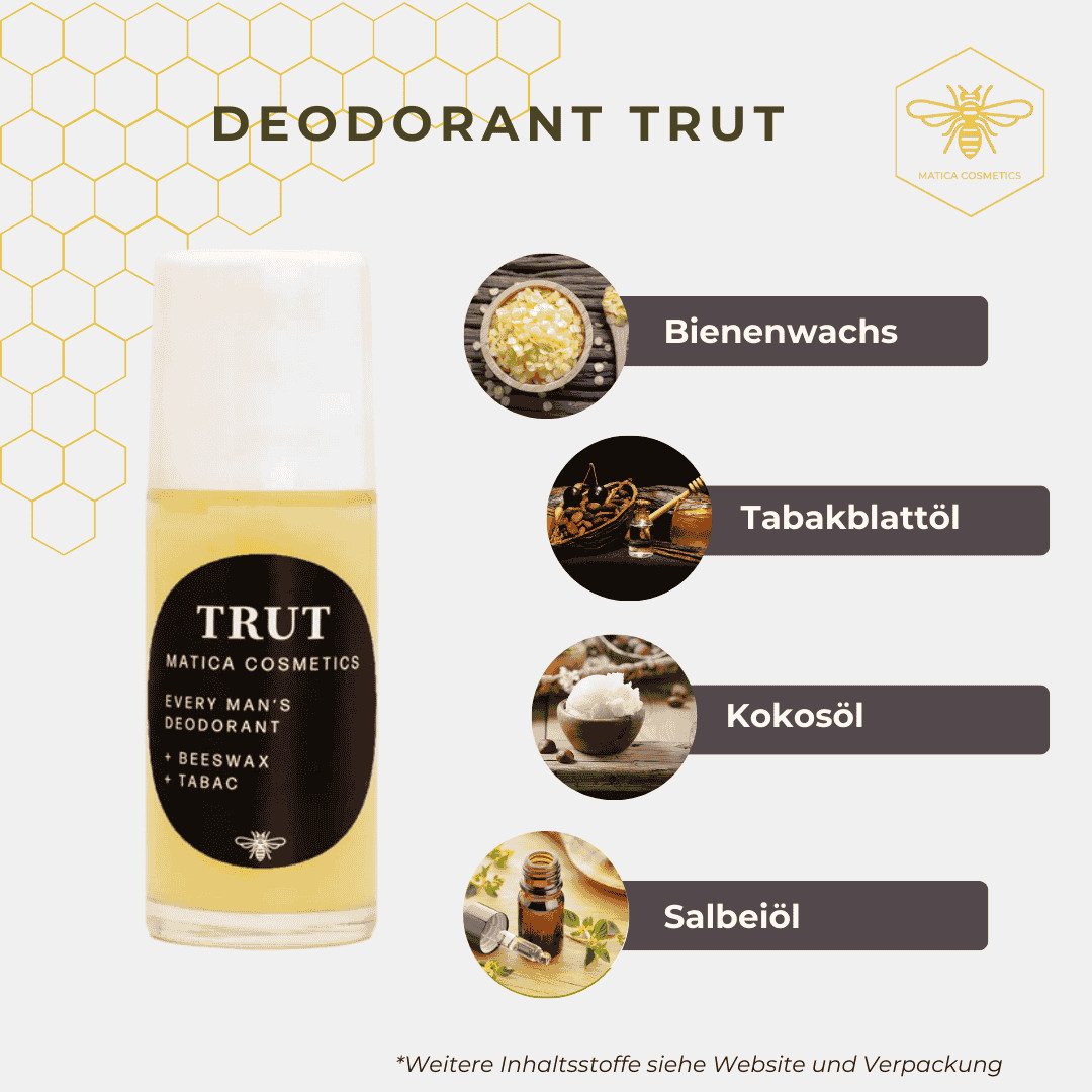 Matica Cosmetics Deo-Creme TRUT Deoroller Tabac & Nachfüllpack Natürliches Deo Set, 2-tlg., Handgefertigt in Deutschland