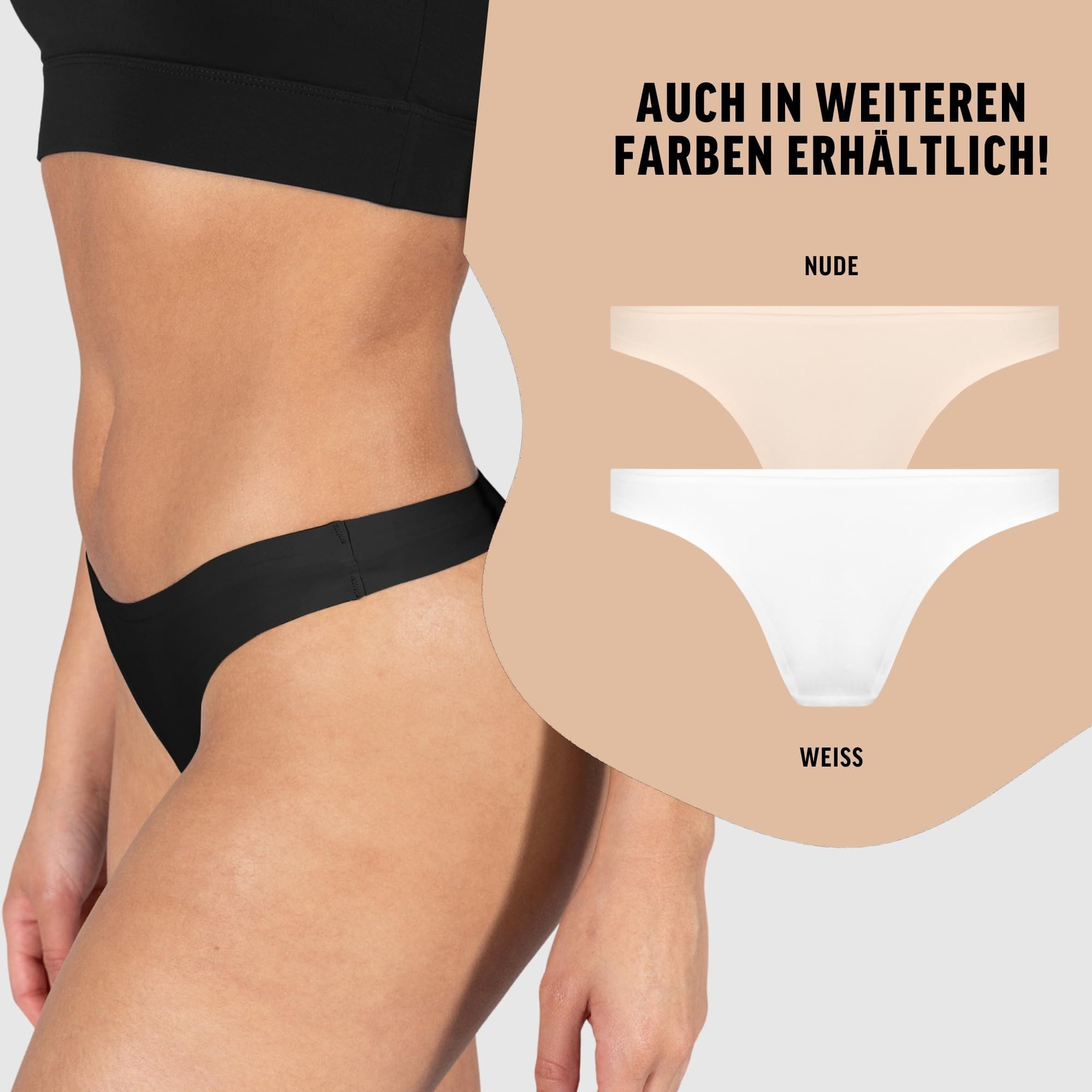 Smilodox String Felisha 3er Pack, String Tanga, Seamless Unterhose mit normalem Bund Nahtlose rutschfeste & blickdichte Unterwäsche, Eleganter Taillenslip
