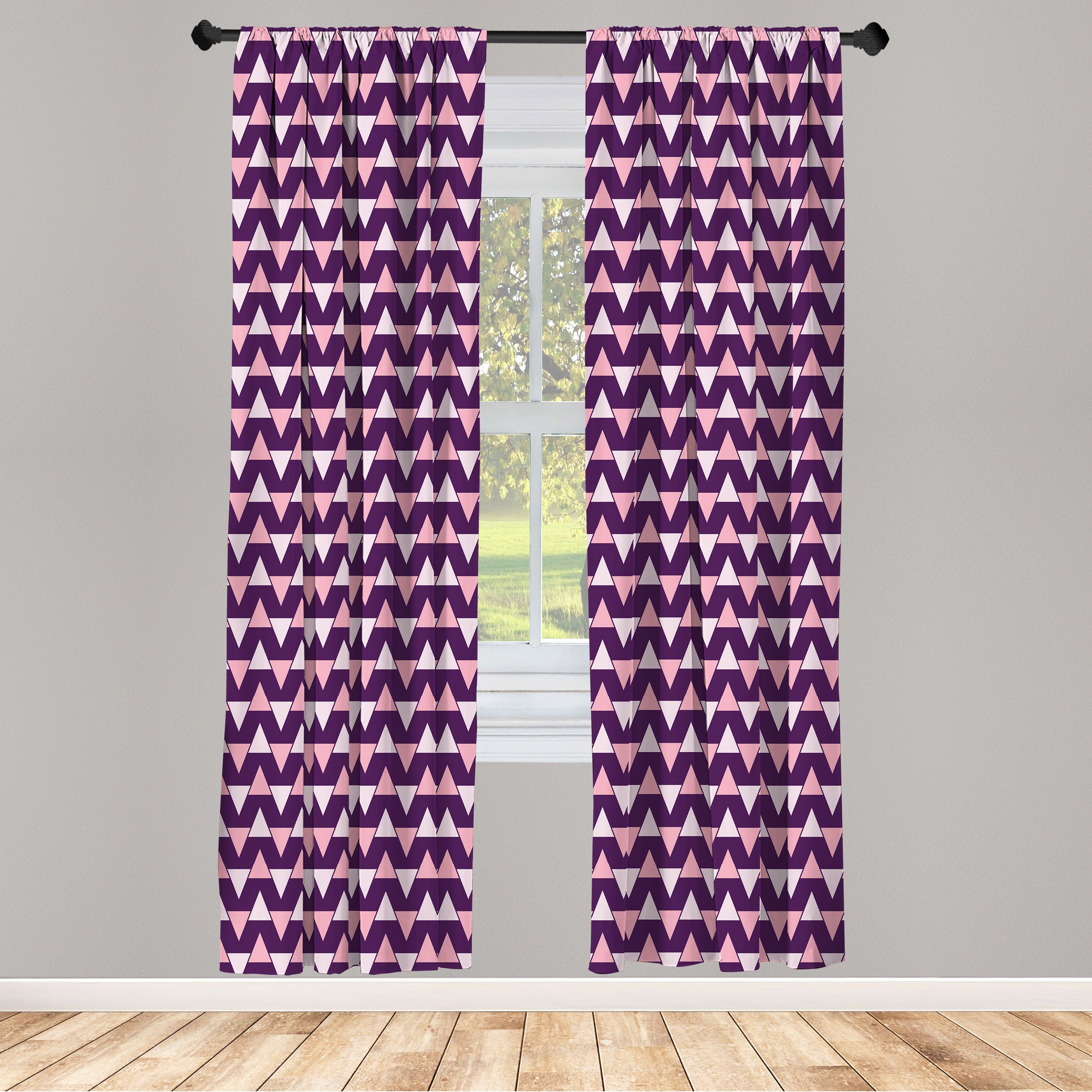 Gardine Vorhang für Wohnzimmer Schlafzimmer Dekor, Abakuhaus, Microfaser, Abstrakt Triangles Chevron-Muster