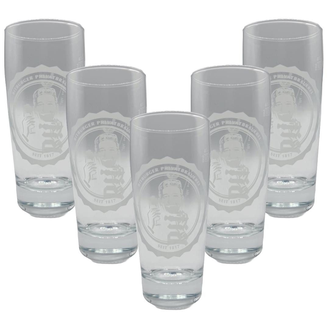 Bitburger Bierglas Bitburger Willi Glas 6er-Set Bierglas 0,2l geeicht