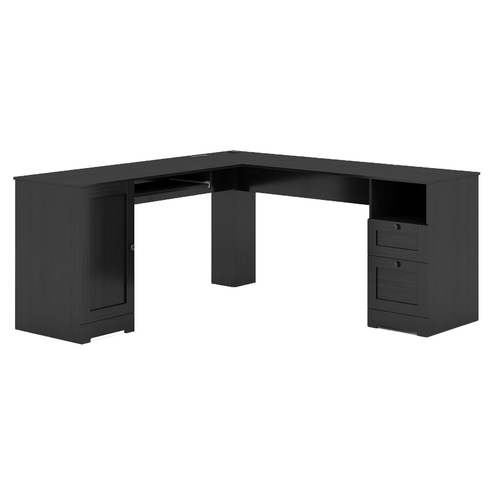 COSTWAY Eckschreibtisch, Computertisch mit Ladestation, Schrank, 2 Schublad günstig online kaufen