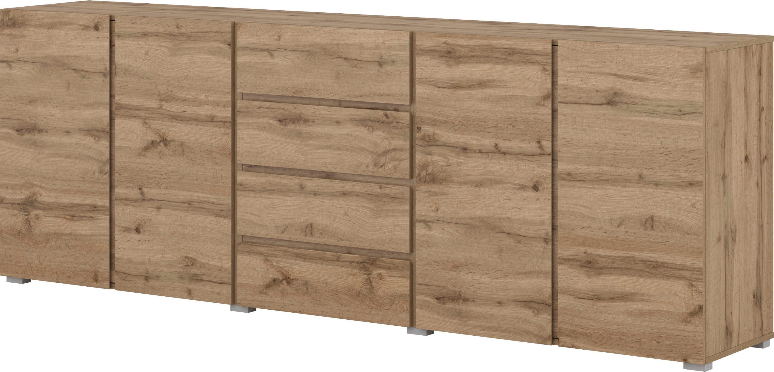 OTTO home Sideboard Metric,Breite 222 cm, grifflose Kommode 4 Türen/4 Schubkästen, Schubladenschrank mit viel Stauraum, Einlegeböden verstellbar