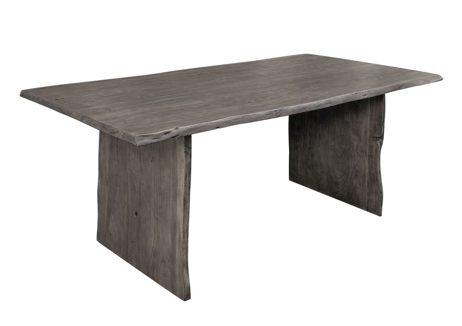 Massivmoebel24 Baumkantentisch PURE ACACIA (Massivholz, Massivholztisch), Baumtisch Akazie 180x100x76 grau lackiert PURE ACACIA #414